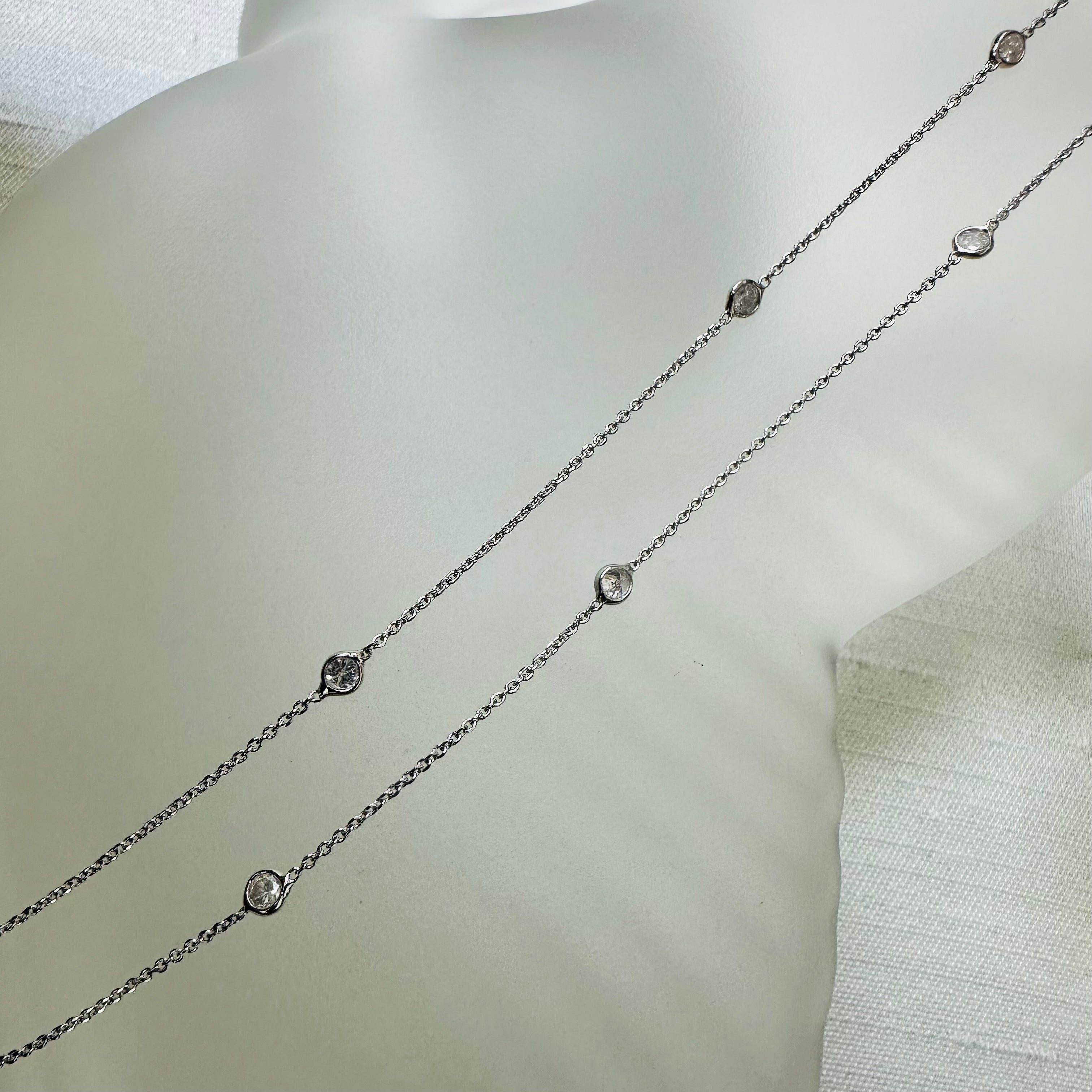 14K White Gold 28" Diamond By The Yard Necklace