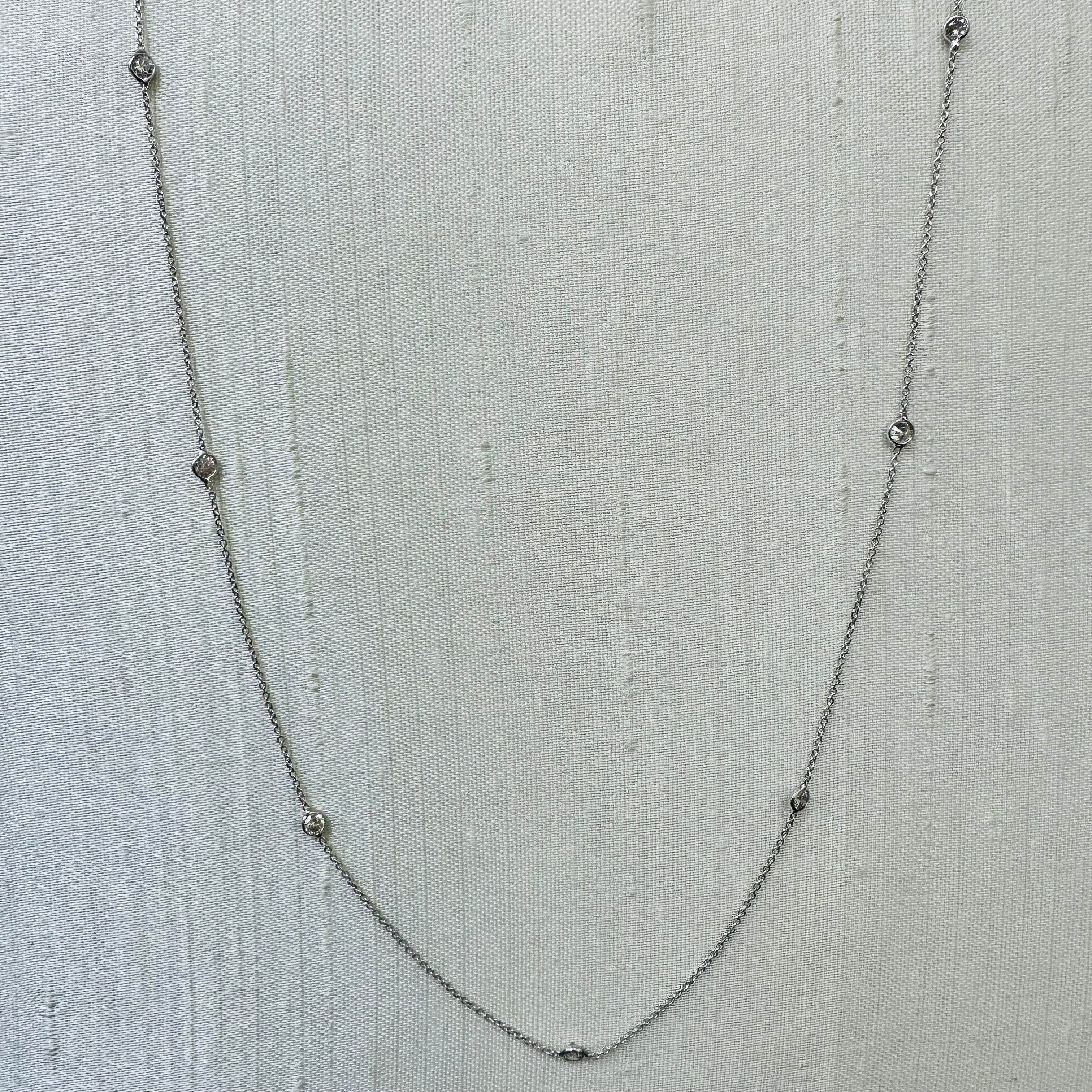 14K White Gold 18" Diamond By The Yard Necklace
