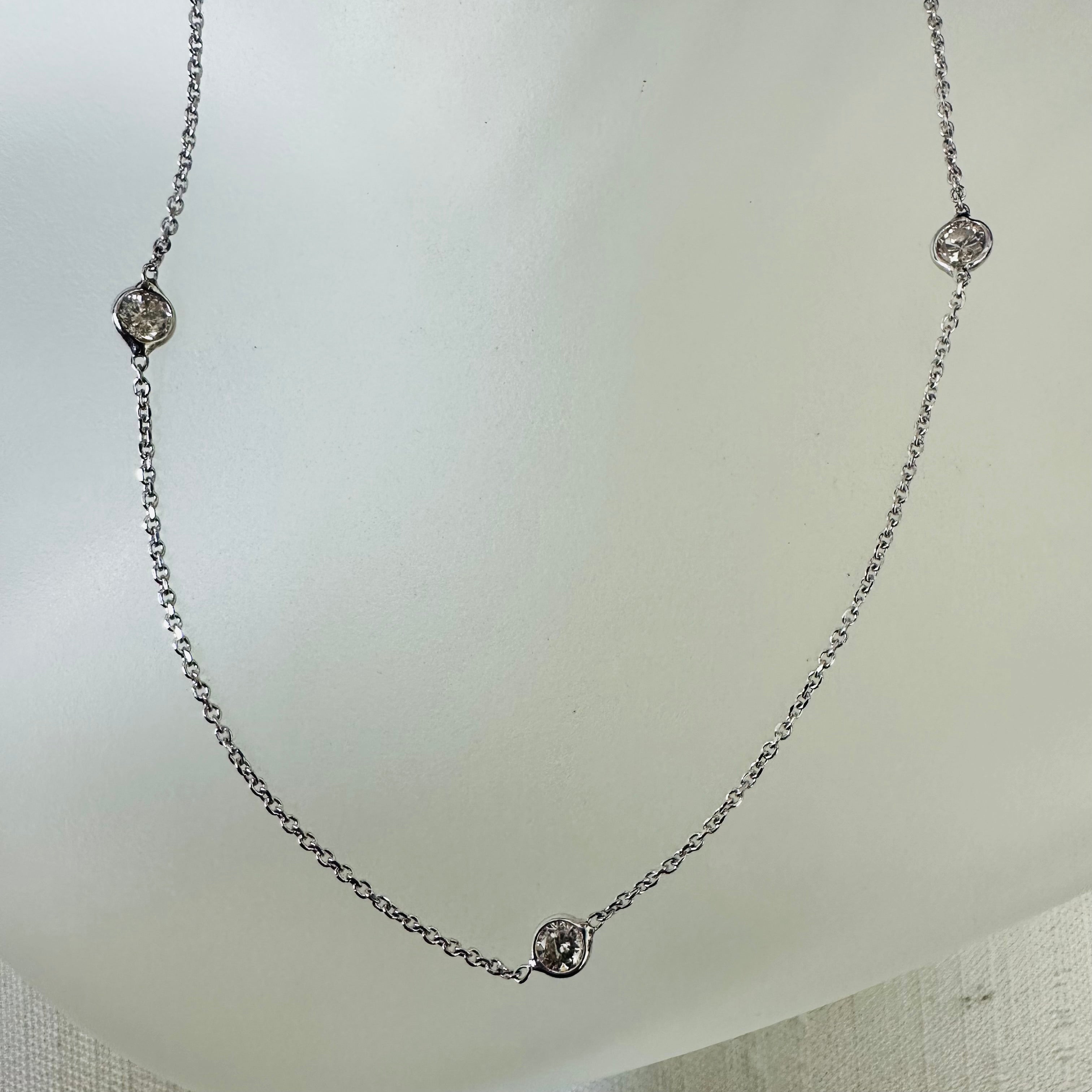 14K White Gold 18" Diamond By The Yard Necklace