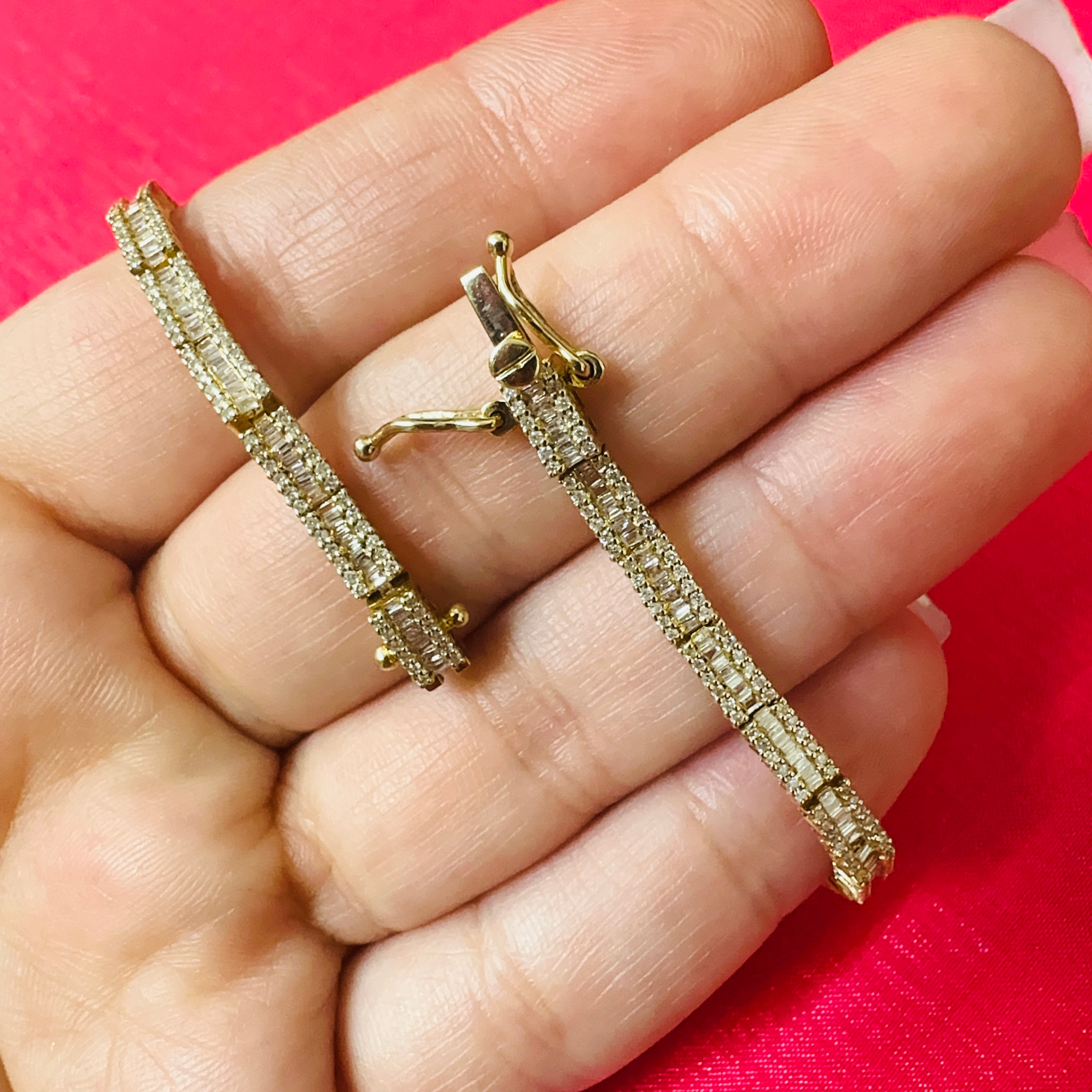 14K Yellow Gold Diamond Bracelet 7"