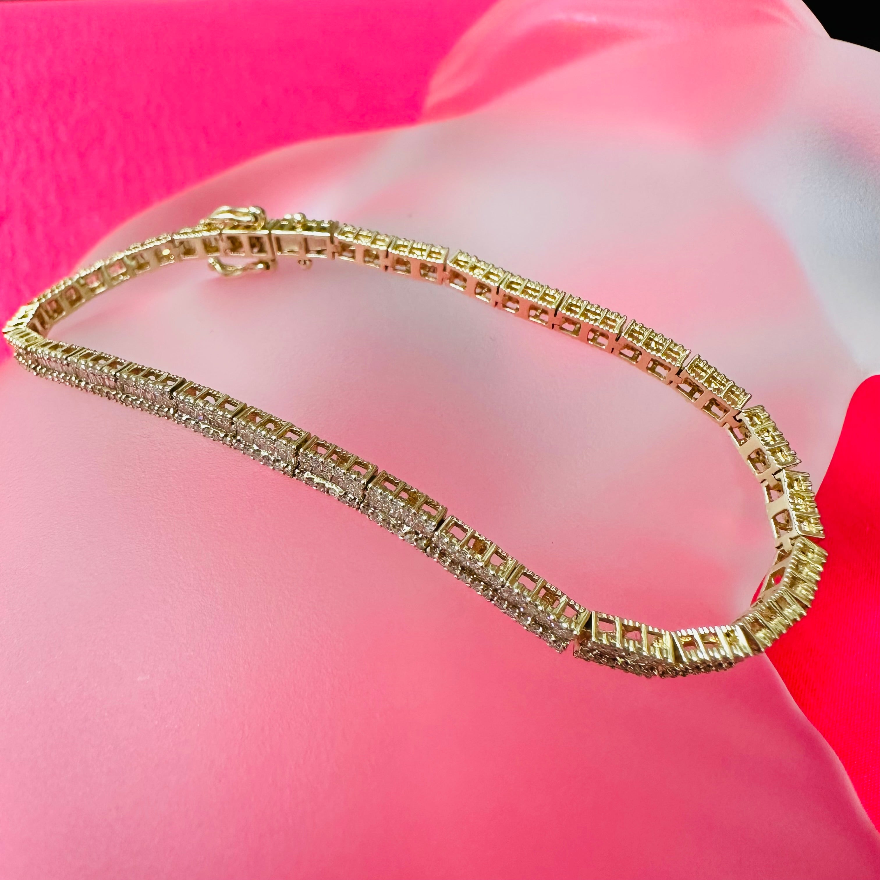 14K Yellow Gold Diamond Bracelet 7"