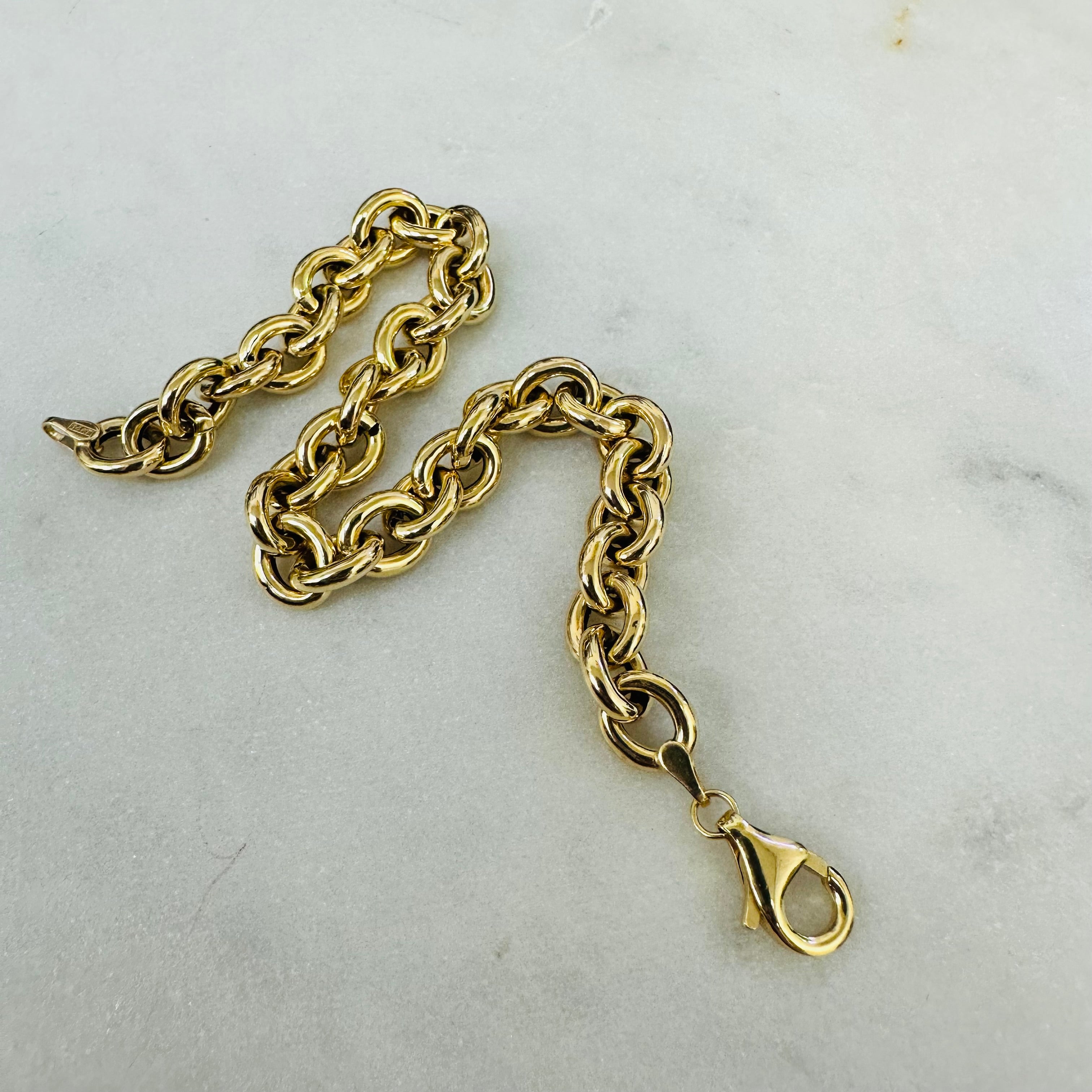 14K Yellow Gold Rolo Bracelet 8.1mm 7.5"