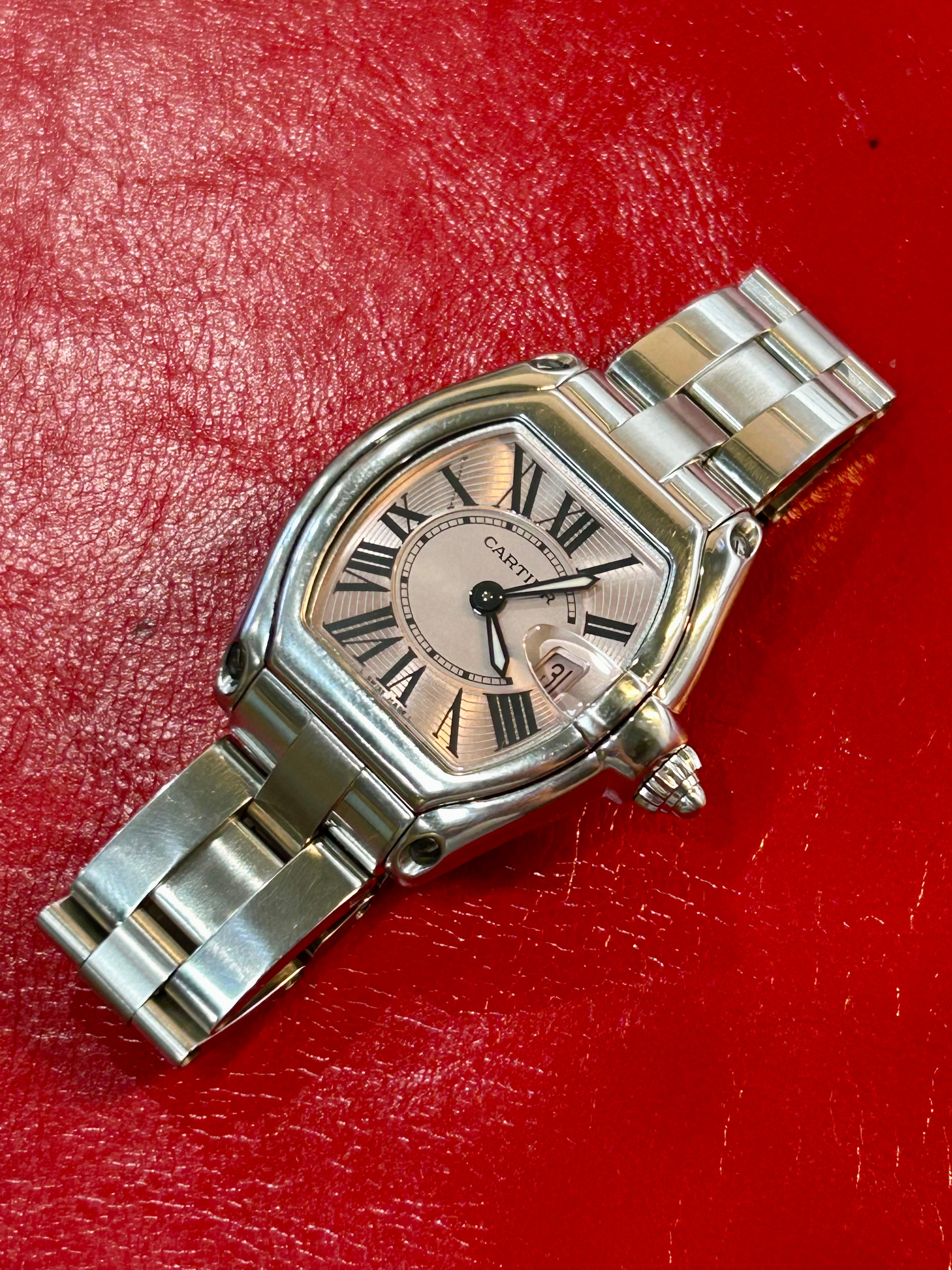 Cartier Roadster Pink Dial Stainless Steel Watch | 31mm | 6 inches