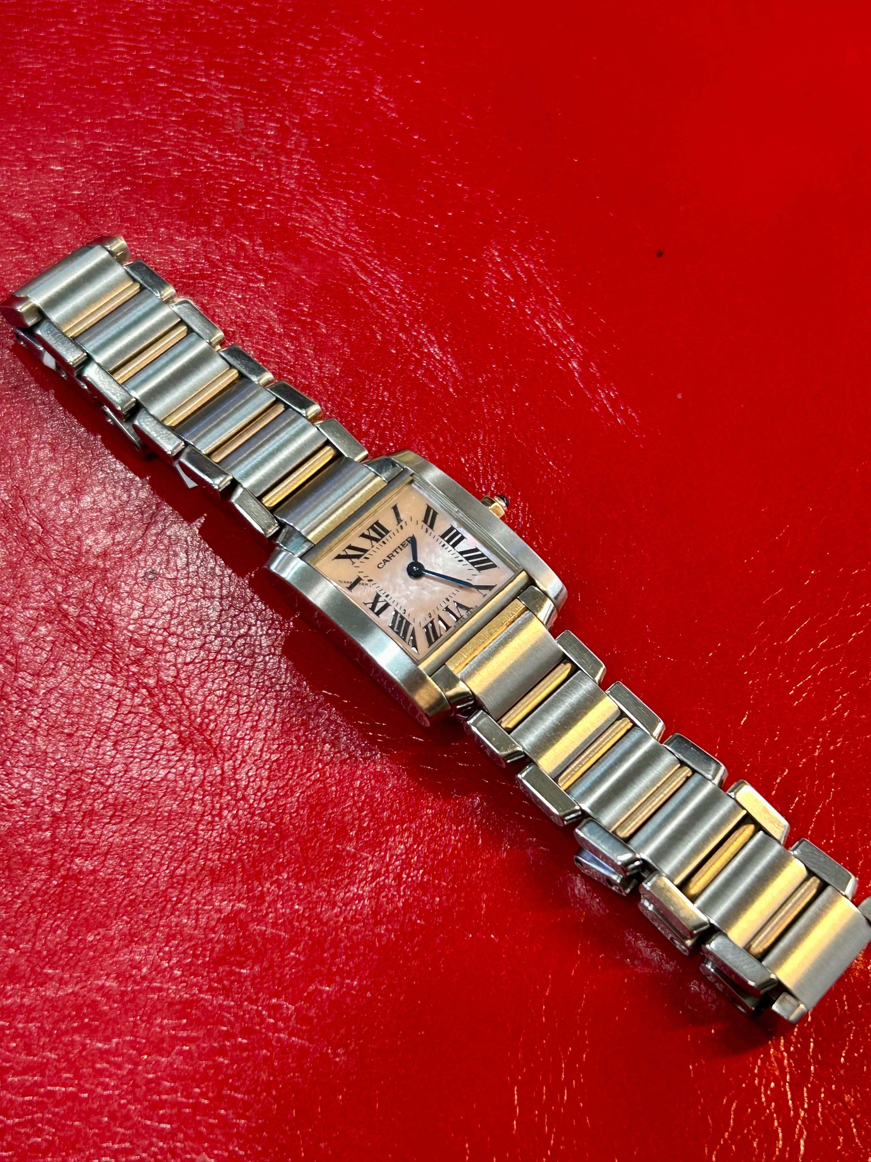 Cartier Tank Française Ref. 2384 | 22mm Small | 18K Rose Gold Pink Mother of Pearl Dial Quartz Watch
