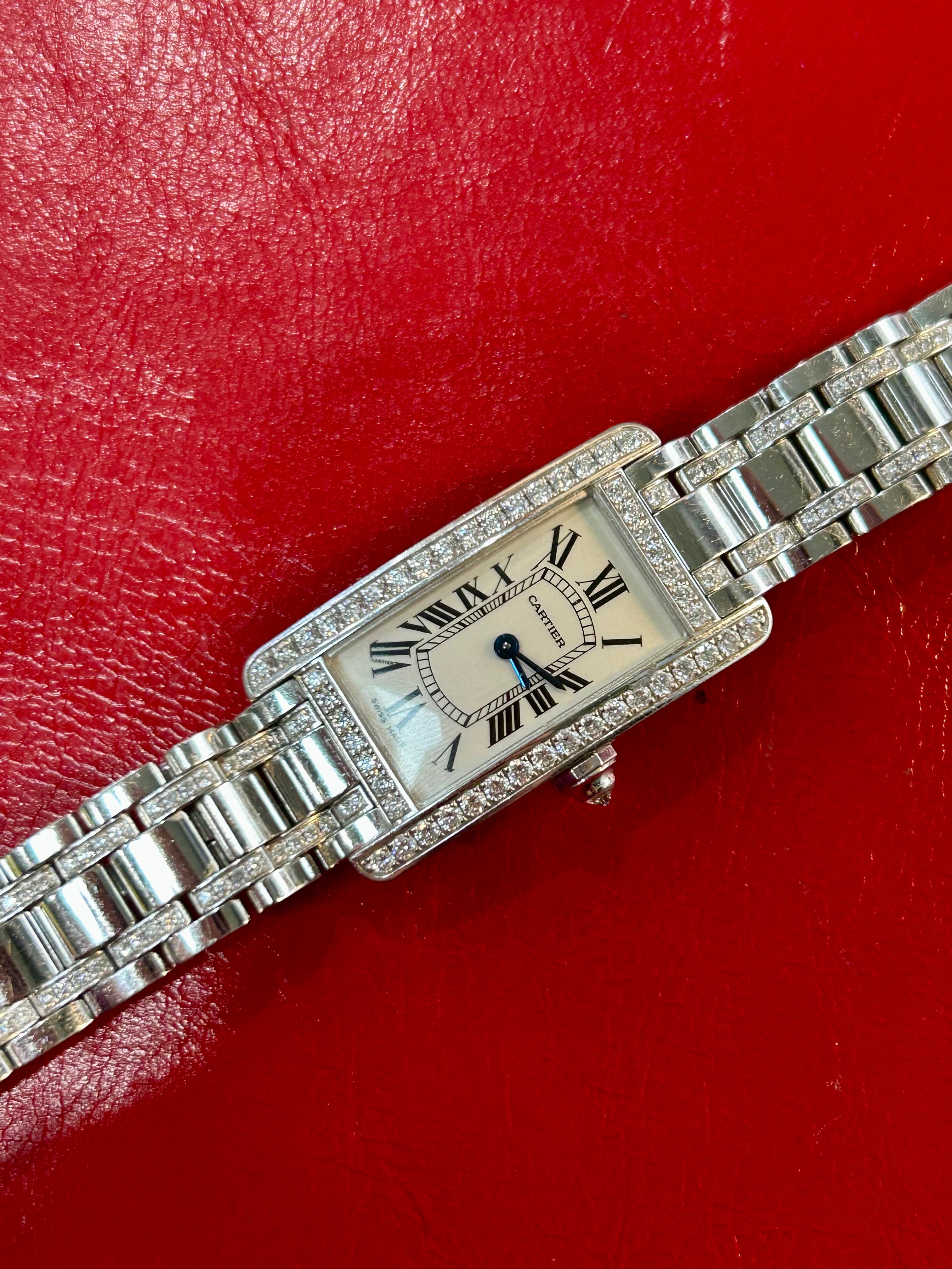 Cartier Tank Américaine Ref. 2489 | 19mm Small | 18K White Gold With Diamonds Quartz Watch
