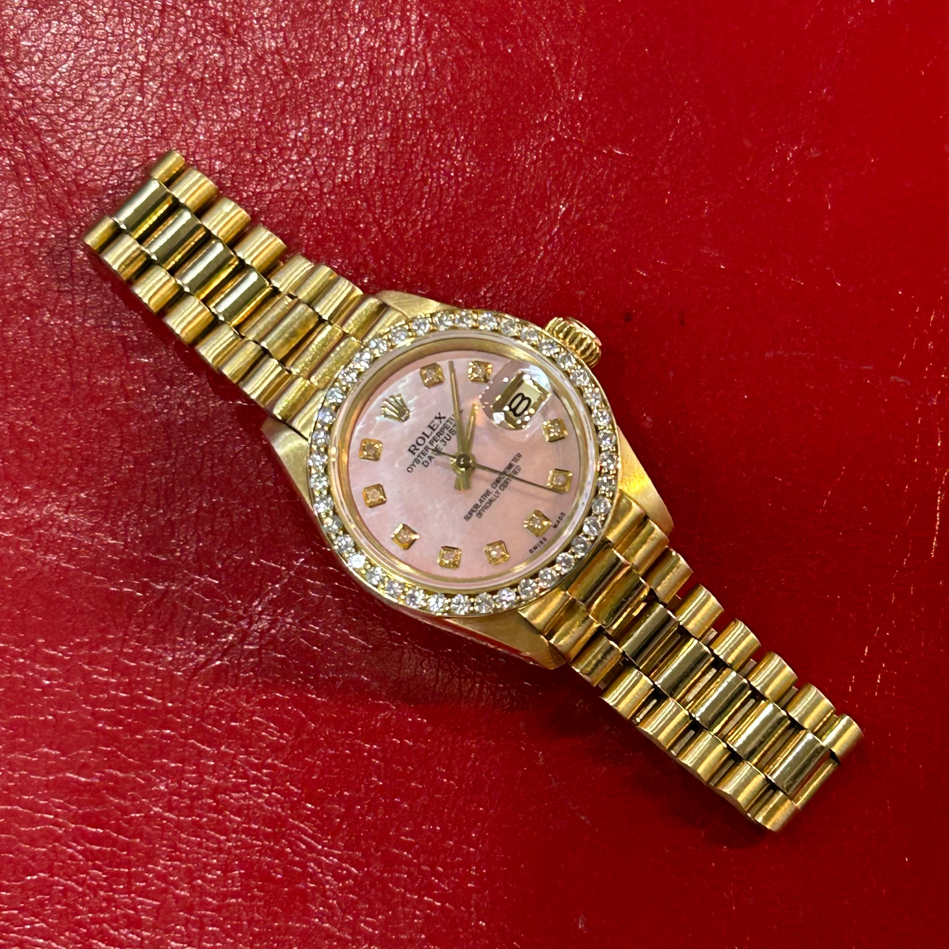 Rolex Lady President Ref 6917 | 26mm | Pink Mother of Pearl Diamond Dial & Bezel Watch