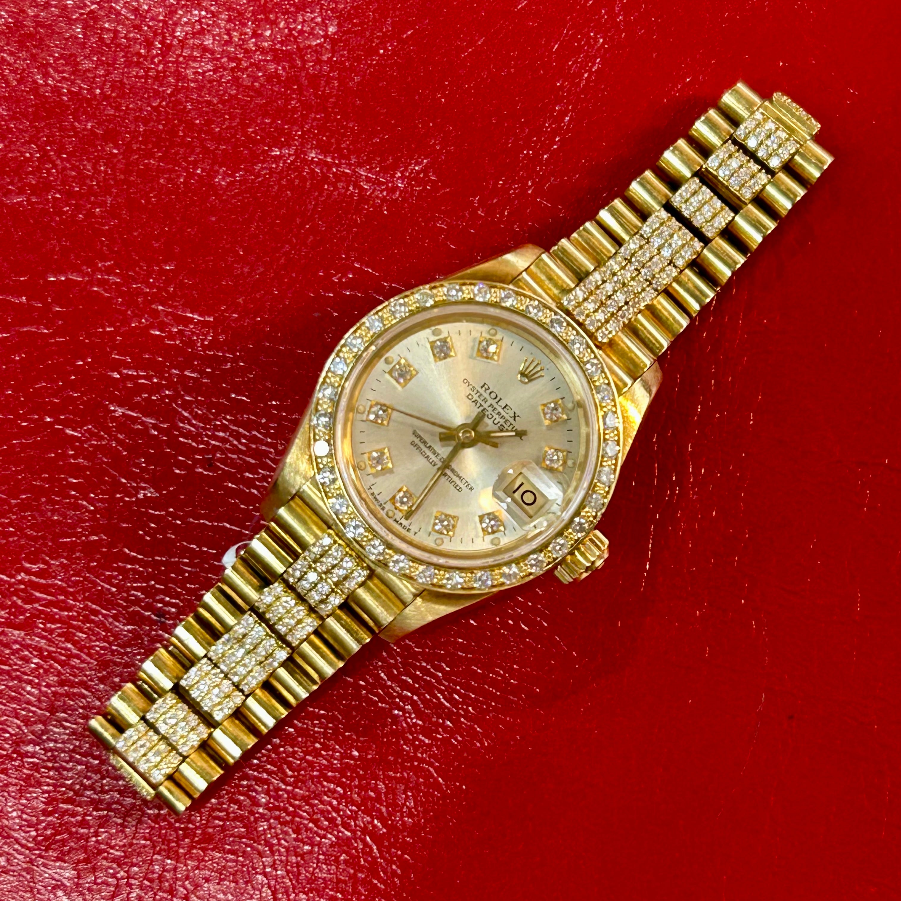 Rolex Lady President Ref 69178 | 26mm | Champagne Diamond Dial | Custom Diamonds