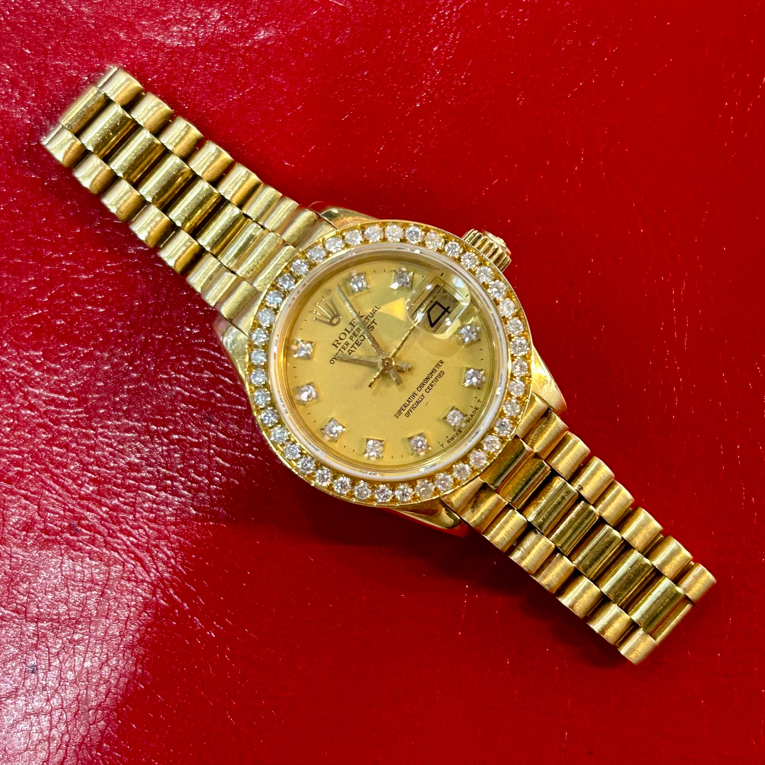 Rolex Lady President Ref 6917 | 26mm | Champagne Diamond Dial & Diamond Bezel Watch
