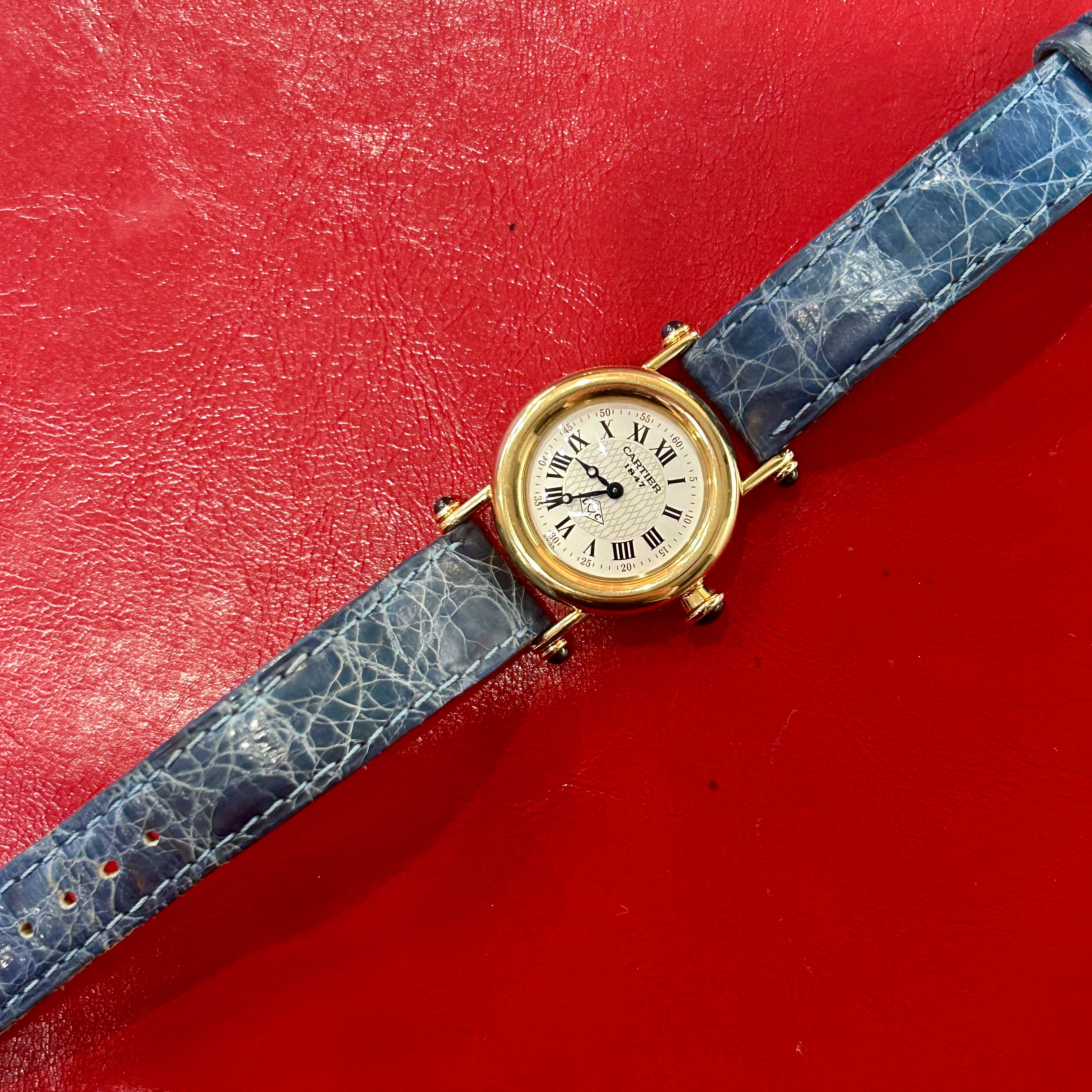 Cartier Diabolo 150th Anniversary Special Edition | 27.5mm | 18k Yellow Gold | Blue leather Strap