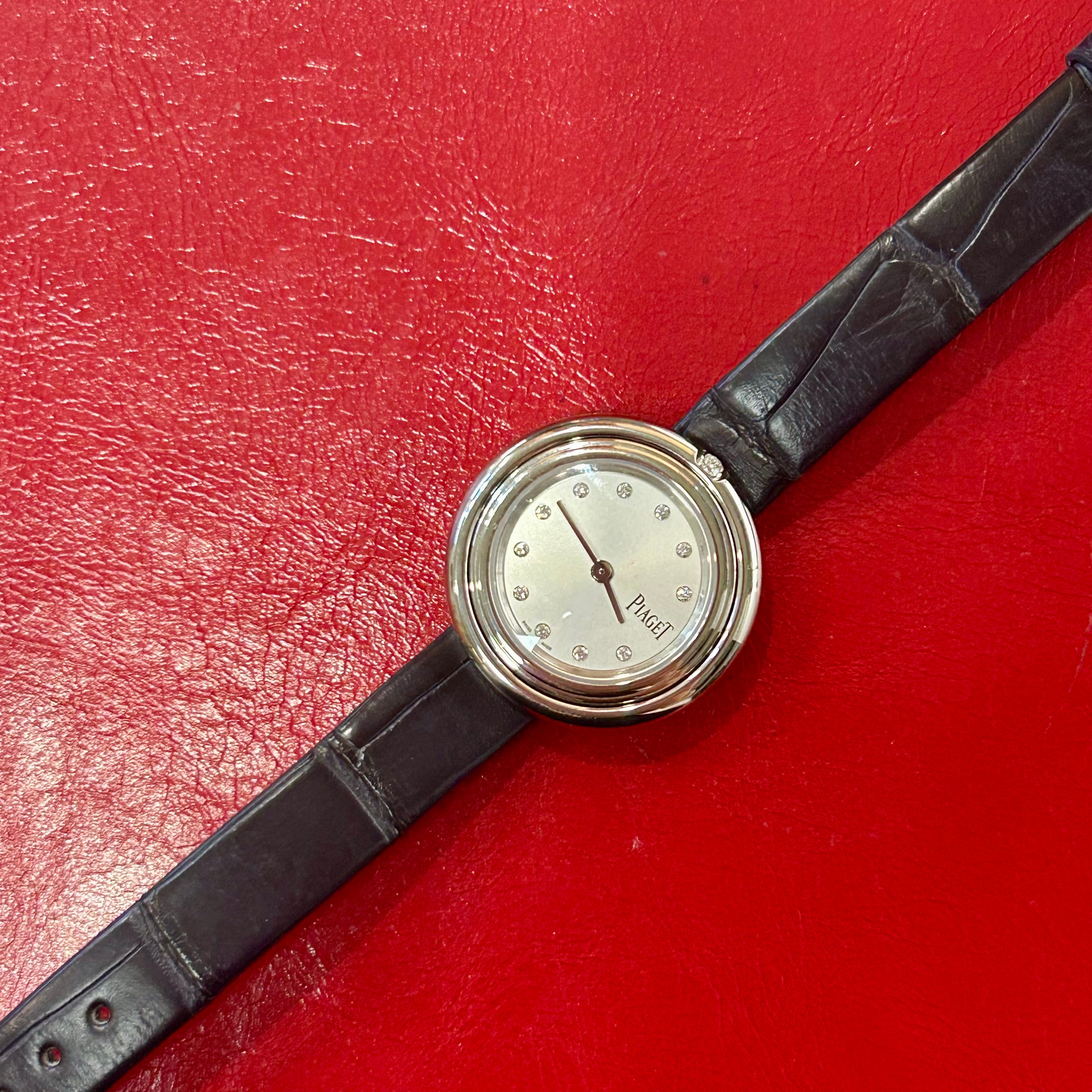 Piaget Possesion Diamond Dial Watch | 29 mm | Black Leather Strap Watch