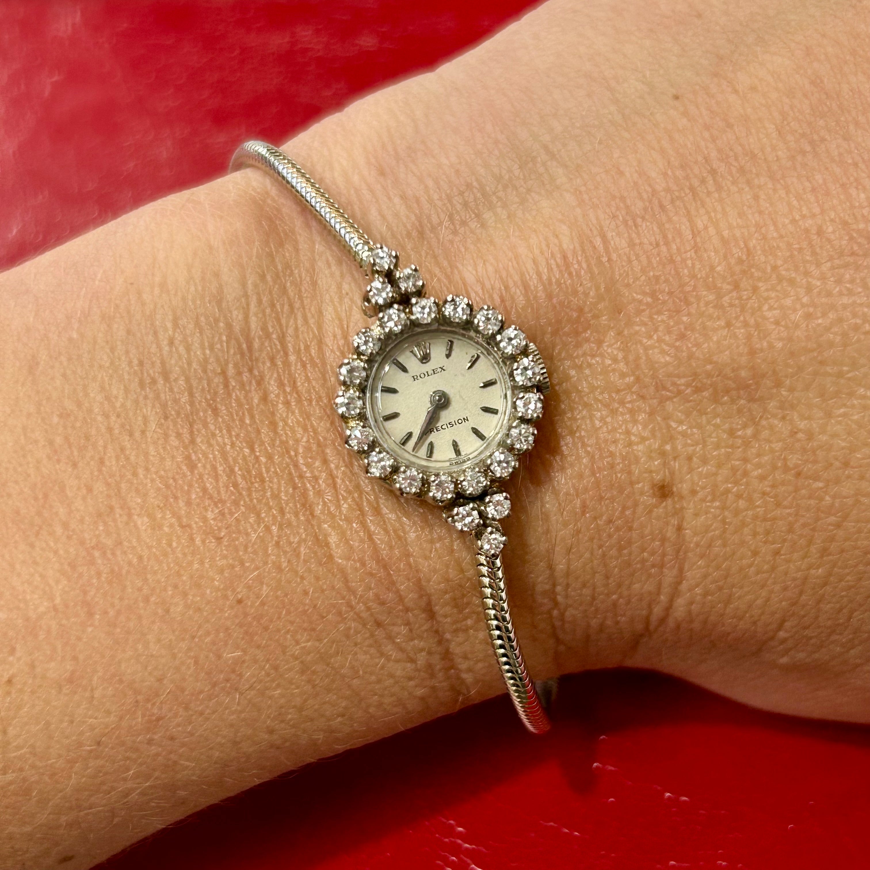 Vintage Rolex Ladies Cocktail Watch | 16.2mm | 18k White Gold with Diamonds