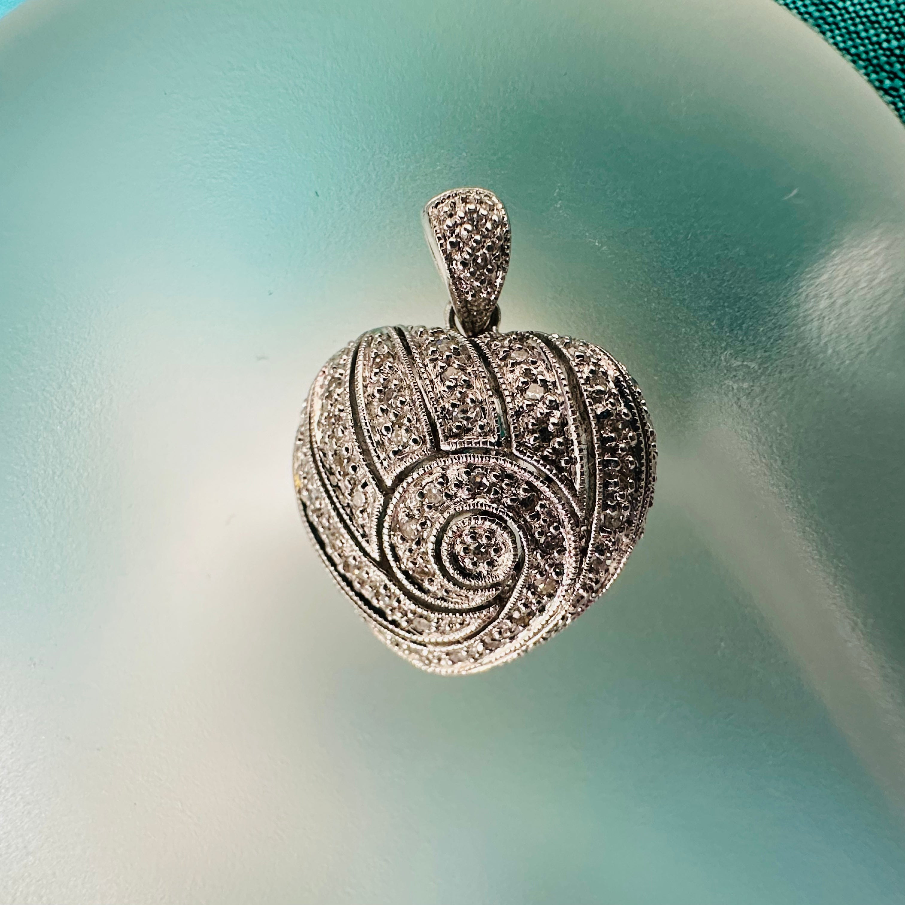 14K White Gold Diamond Heart Charm