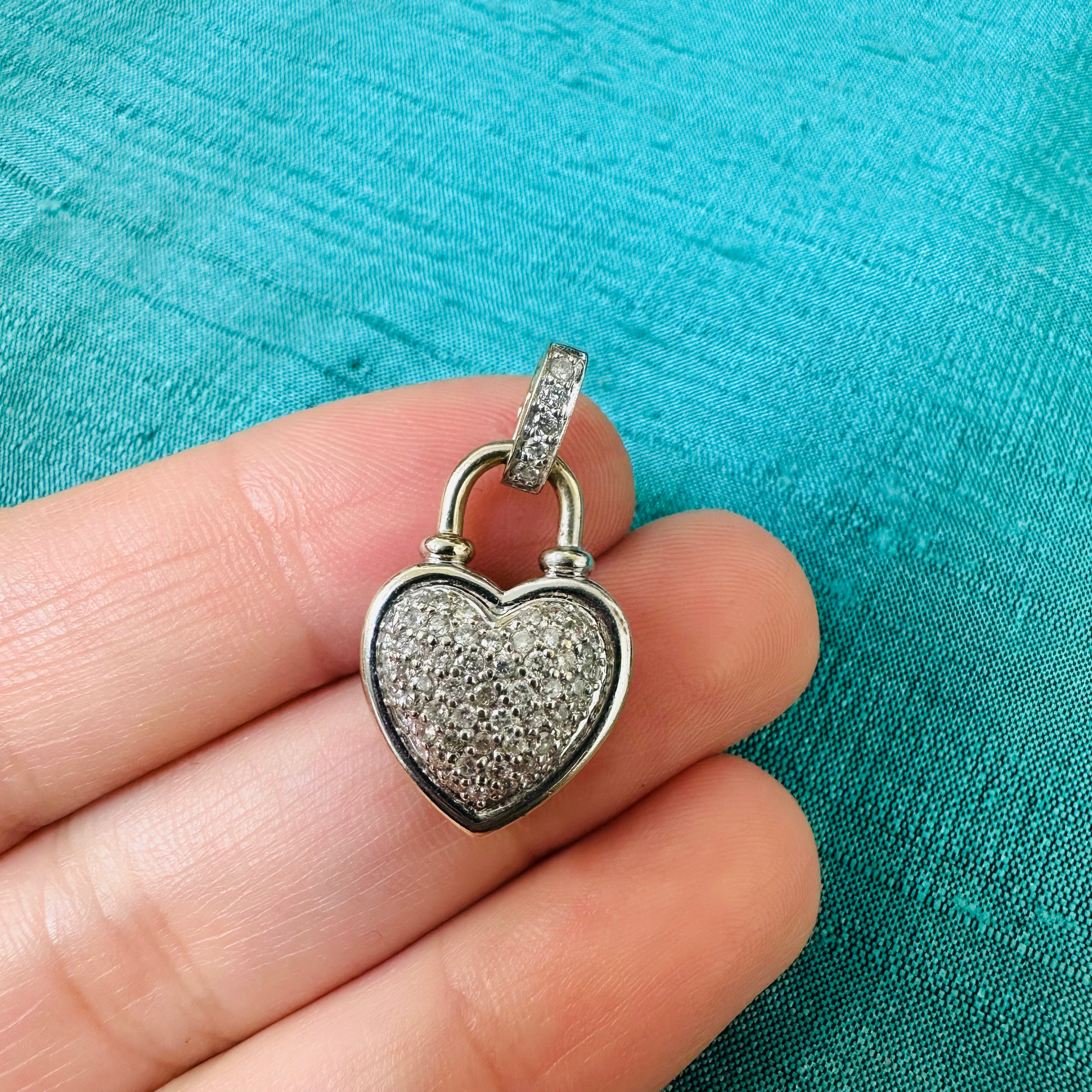18K White Gold Diamond Heart Charm