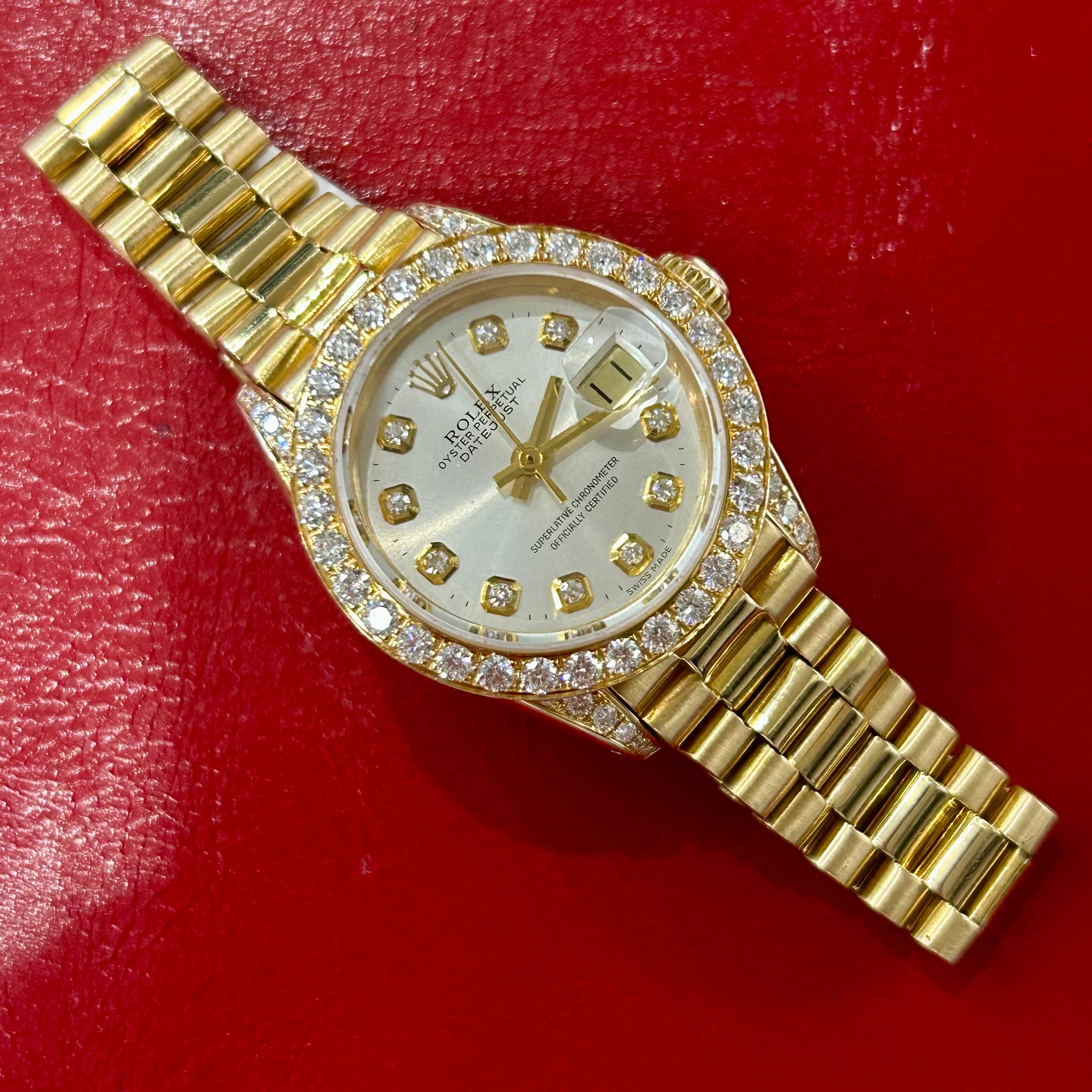 Rolex Lady President Ref 6917 | 26mm | Silver Diamond Dial | Custom Diamonds