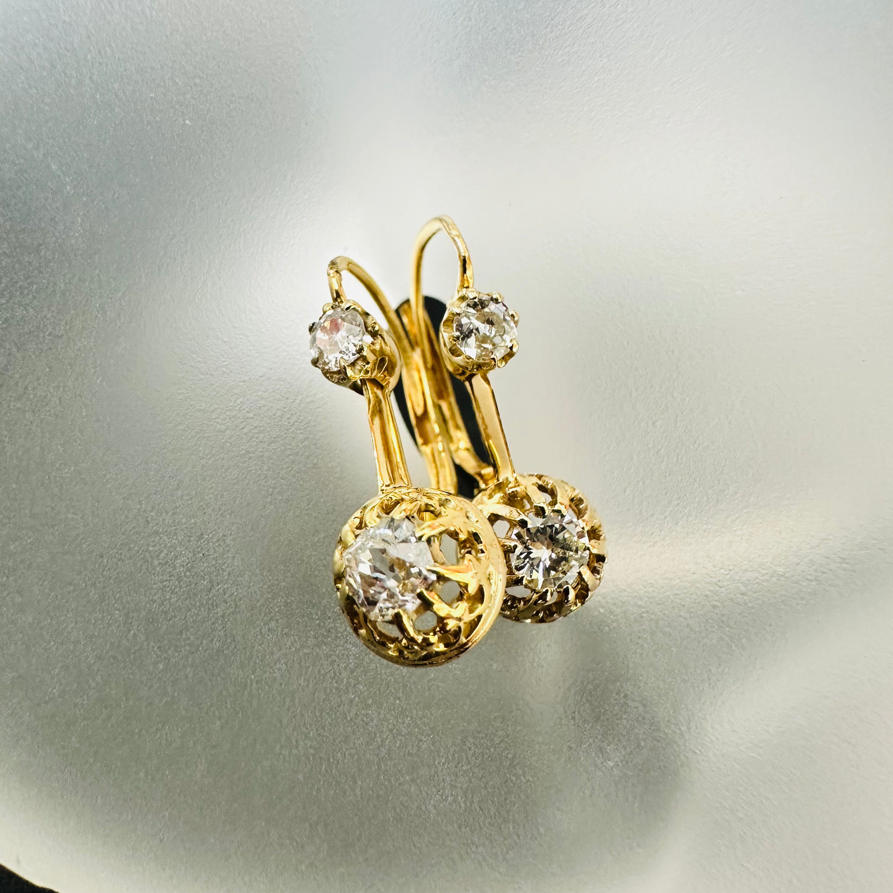 14K Yellow Gold Vintage Diamond Earrings