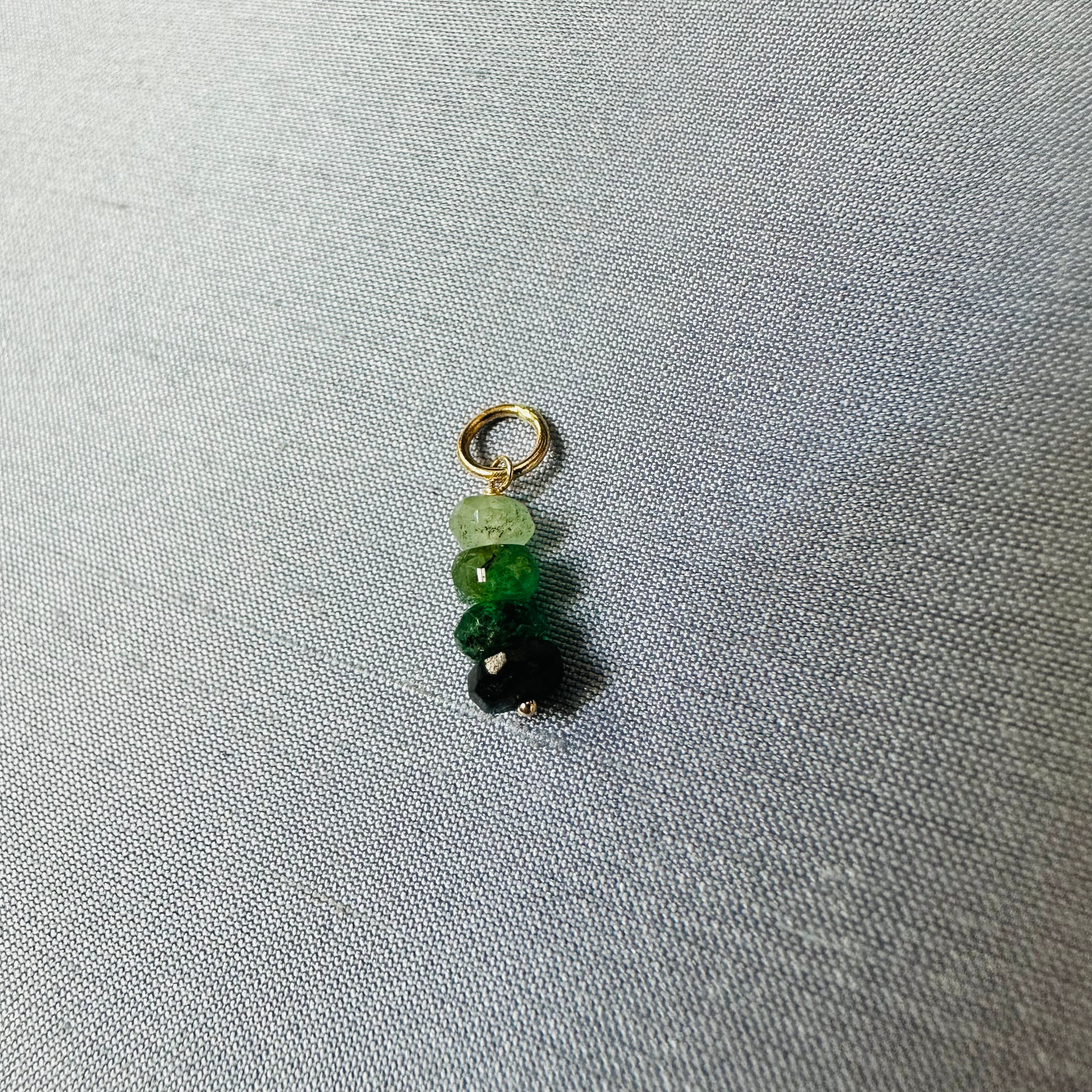14K Yellow Gold Ombre Beads Gem Charm