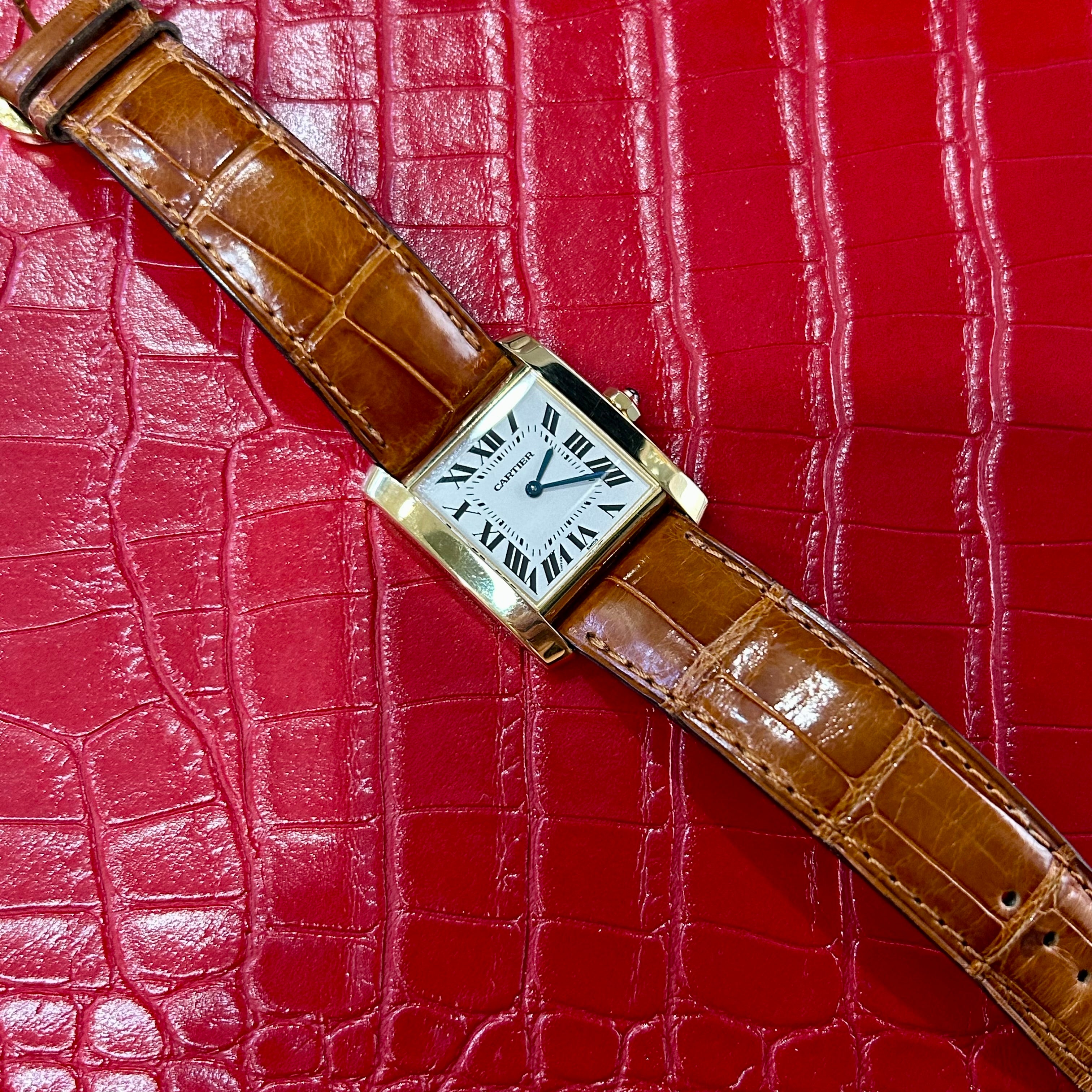 Cartier Tank Francaise | Ref 1821 | 25mm | Crocodile leather brown strap