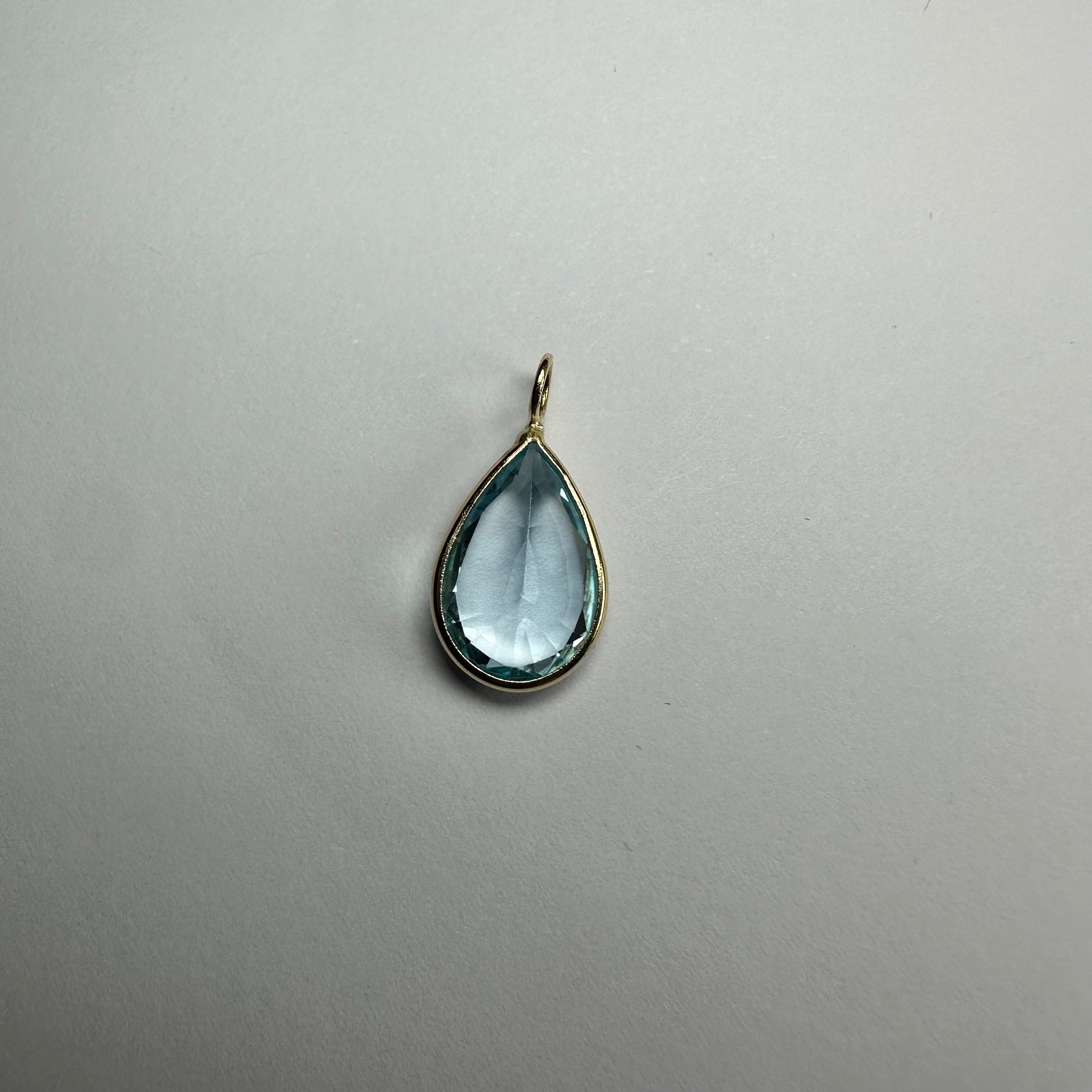 Blue Topaz 14K Yellow Gold Charm Pear Shape