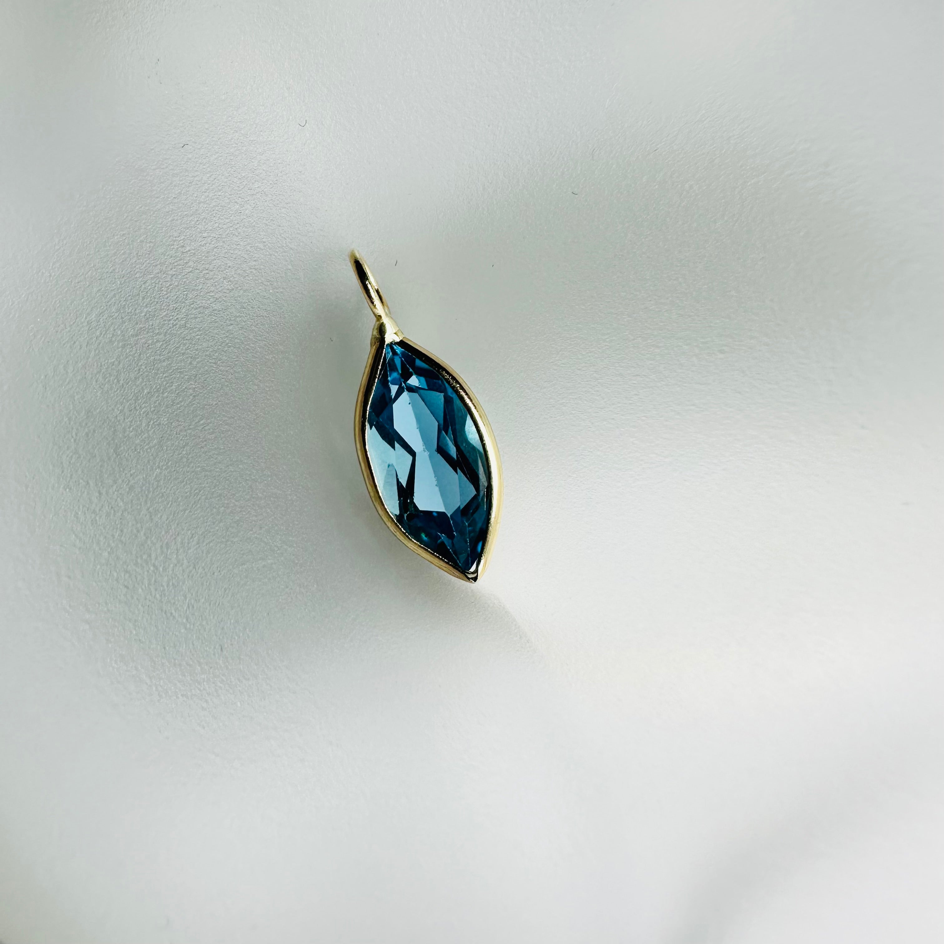 Blue Topaz 14K Yellow Gold Charm Marquise Shape