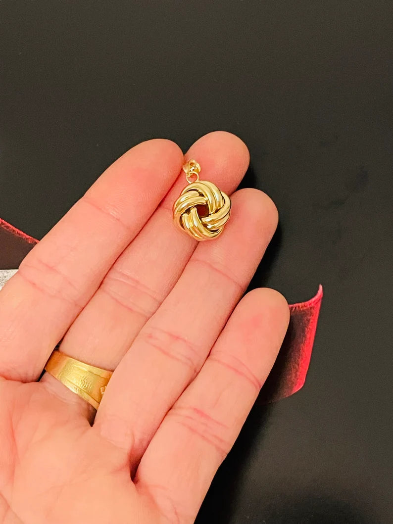 1/2" 14K Yellow Gold Lovers Knot Pendant Charm