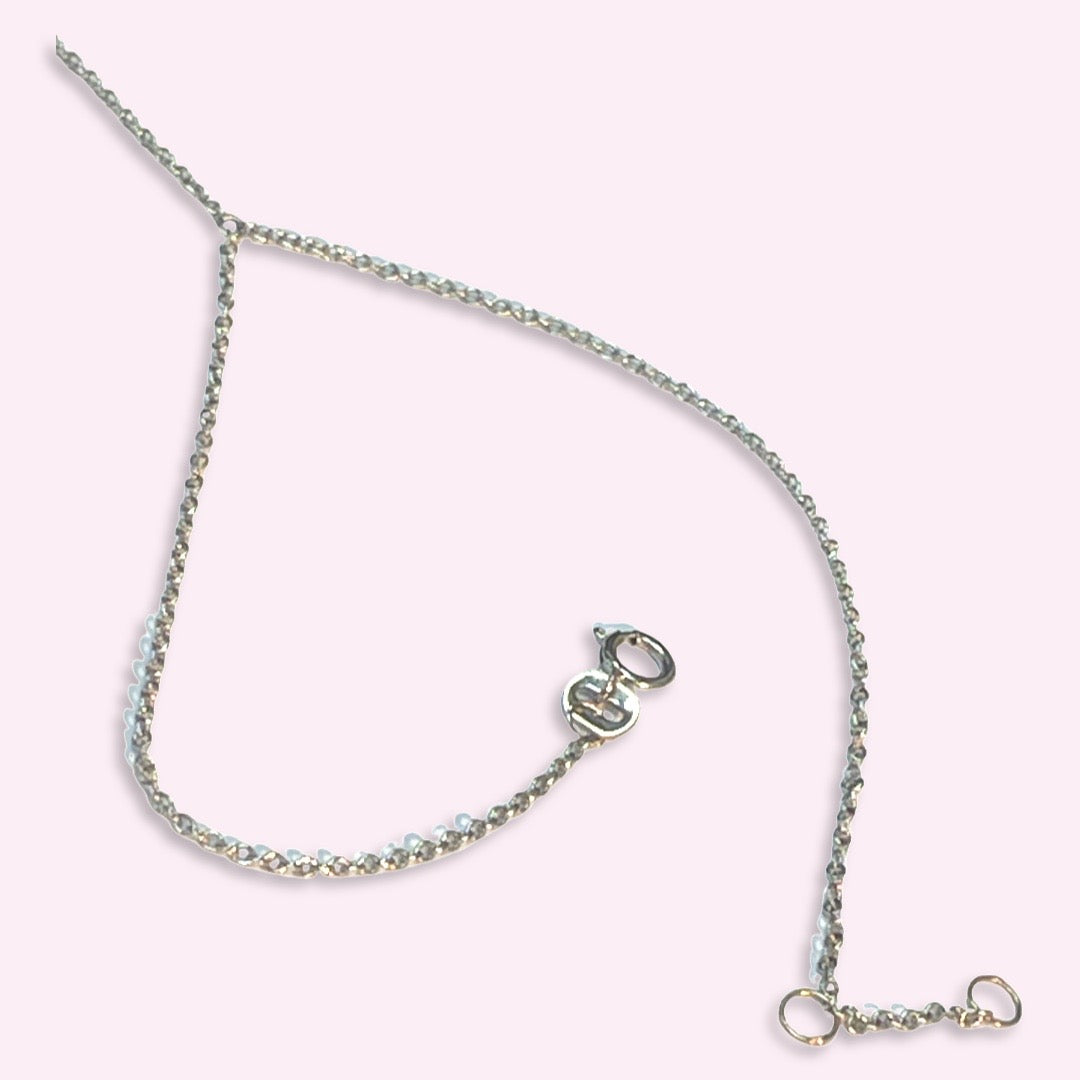 Natural Baguette Diamond 14K White Gold Handchain