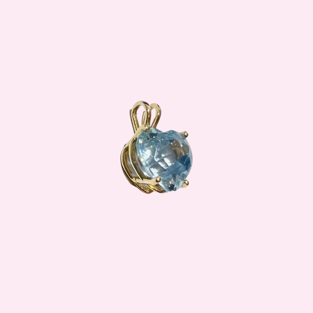 14K Yellow Gold Topaz Heart Pendant Charm