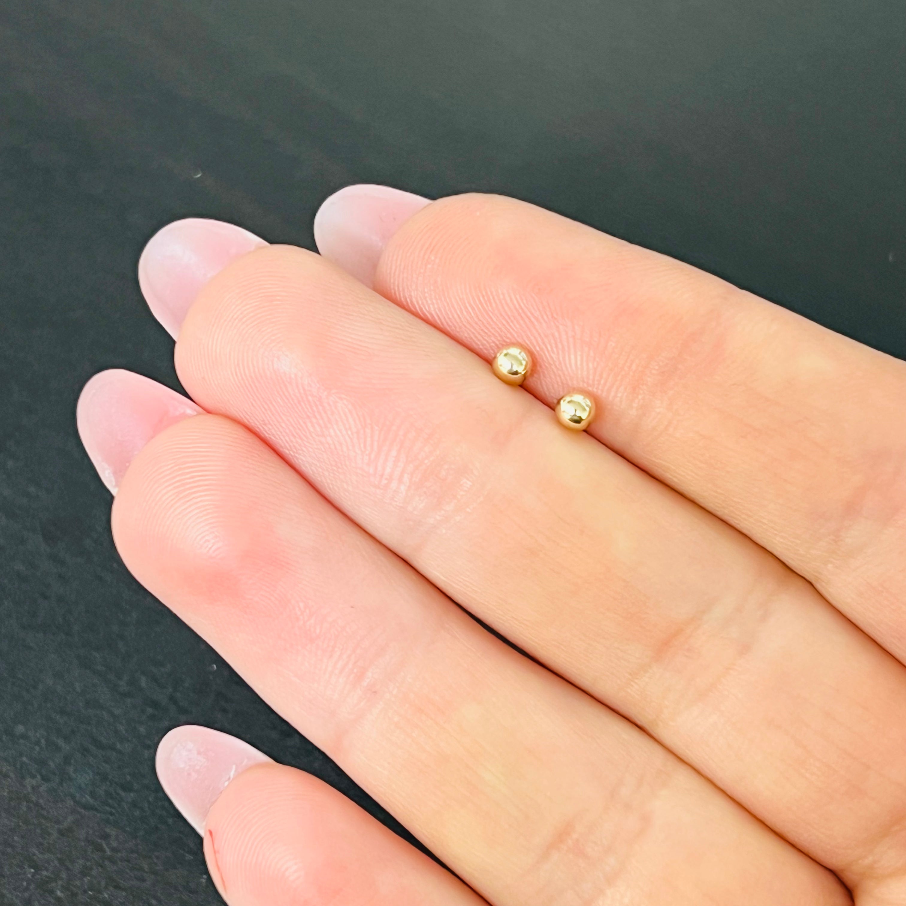 3mm 14K Yellow Gold Ball Sphere Earring Studs