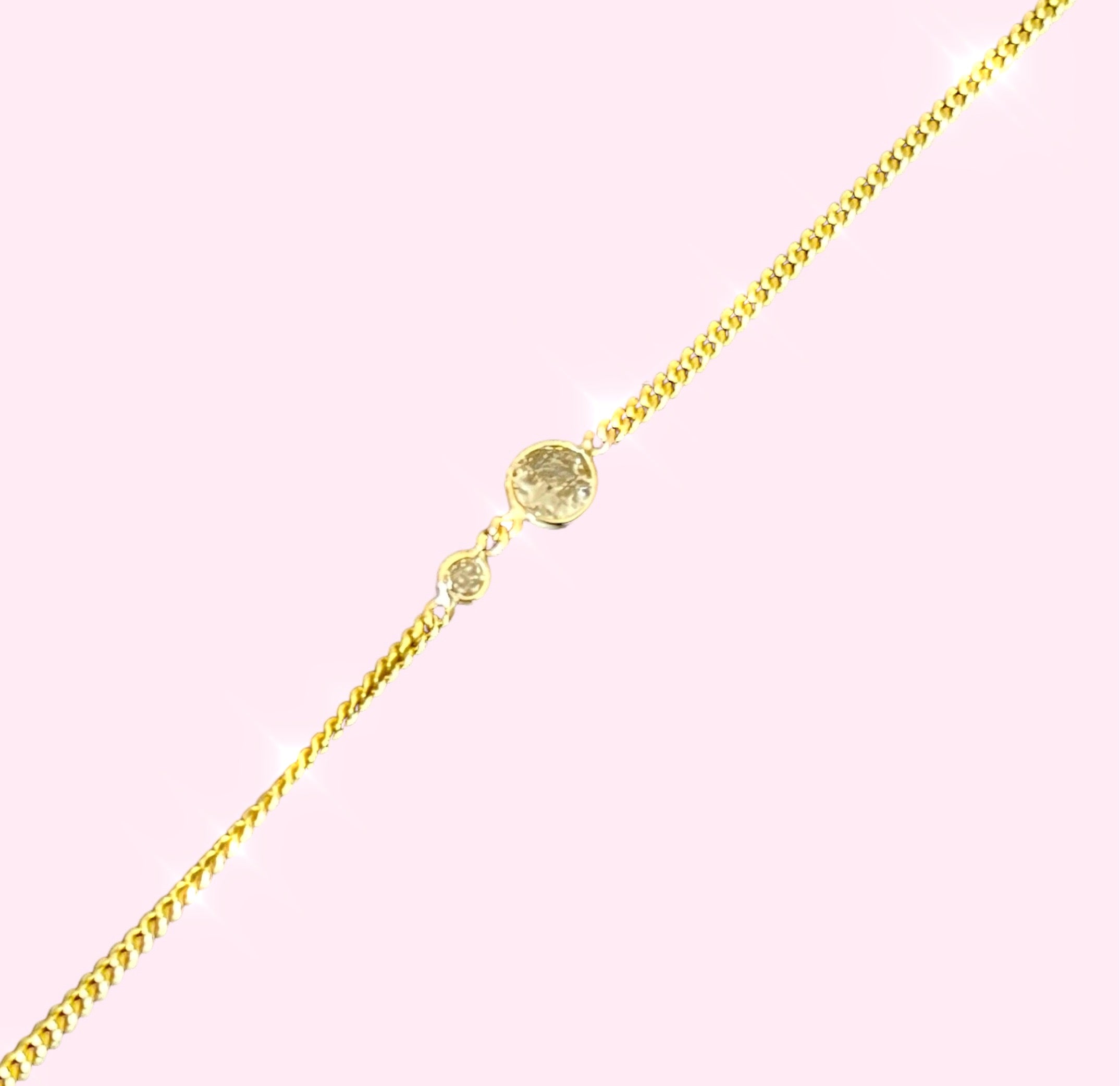 14K in Solid Yellow Gold Diamond Solitaire Bracelet 6.75"