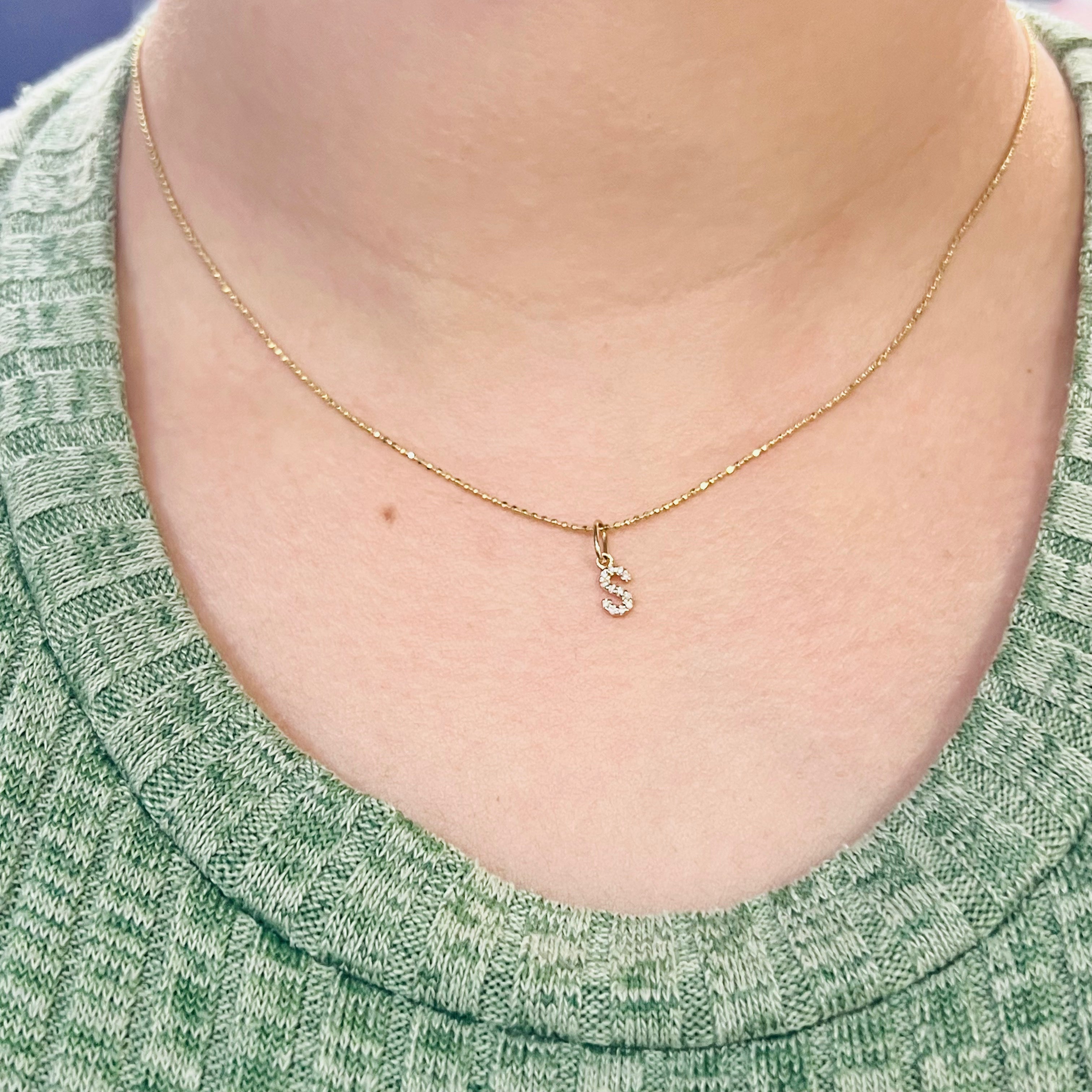 14K Yellow Gold Diamond Initial Pendant Charms
