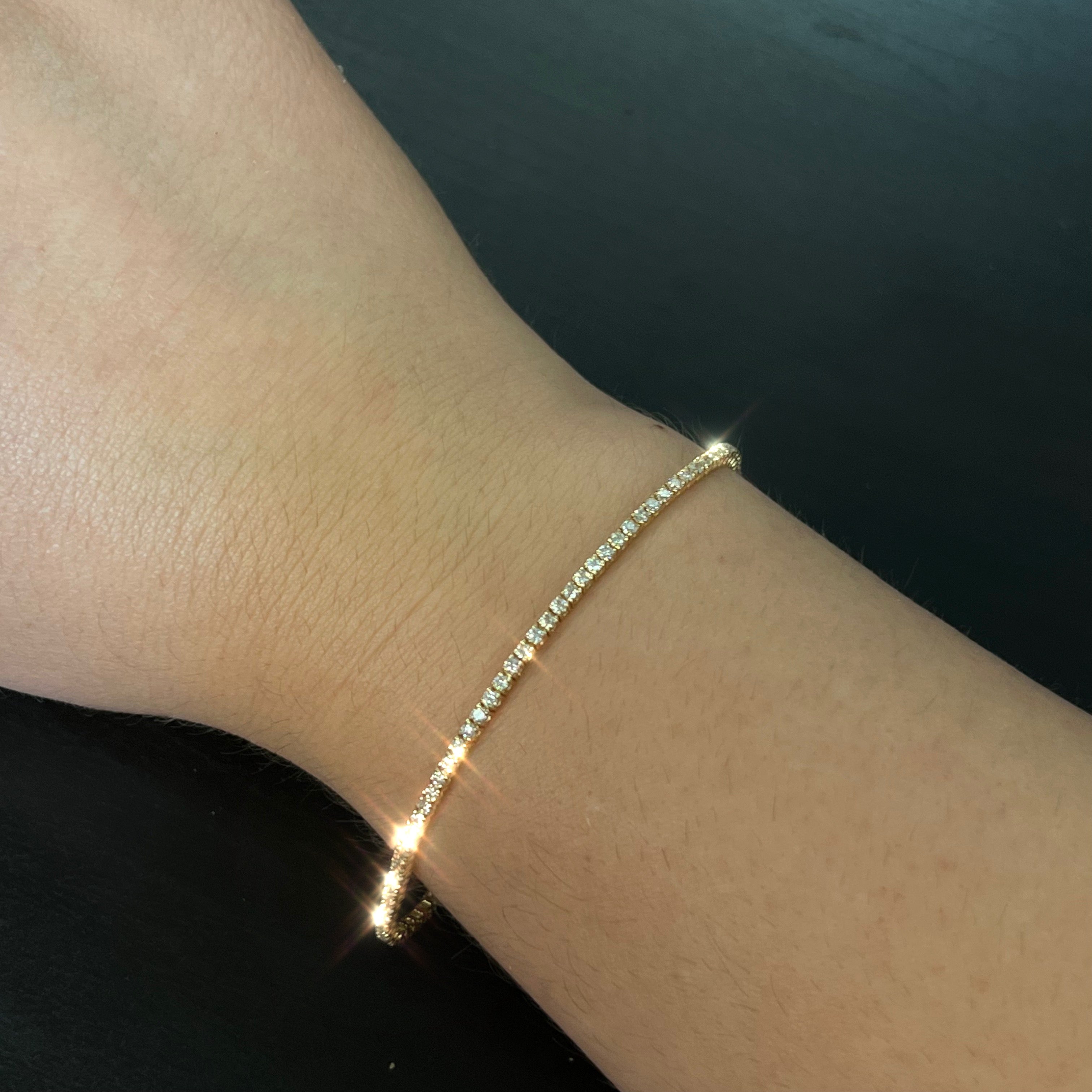 1.5CTW 14K Yellow Gold Natural Diamond Tennis Bracelet 6.75"