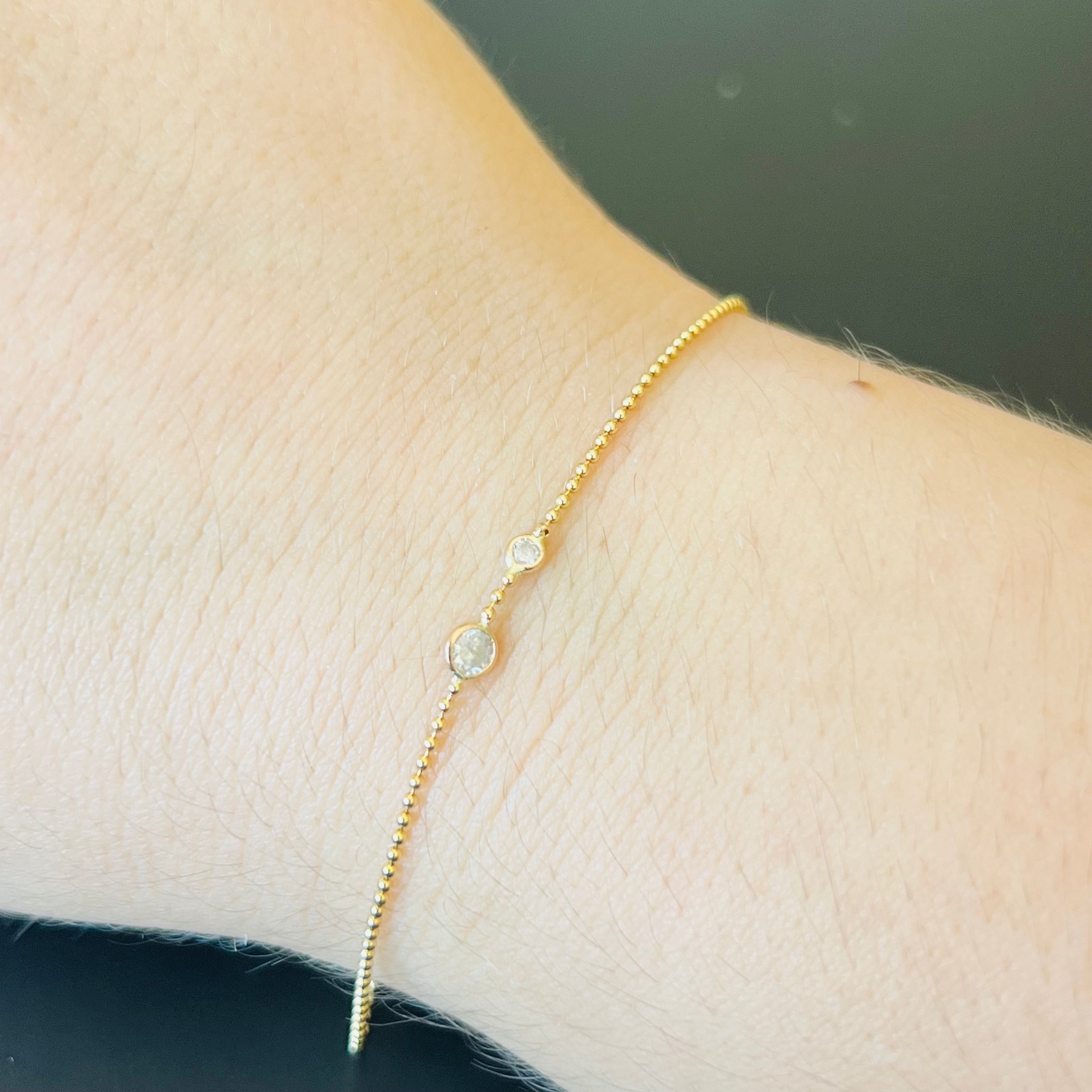 Diamond Bracelet in Solid 14k Yellow Gold 6.75"