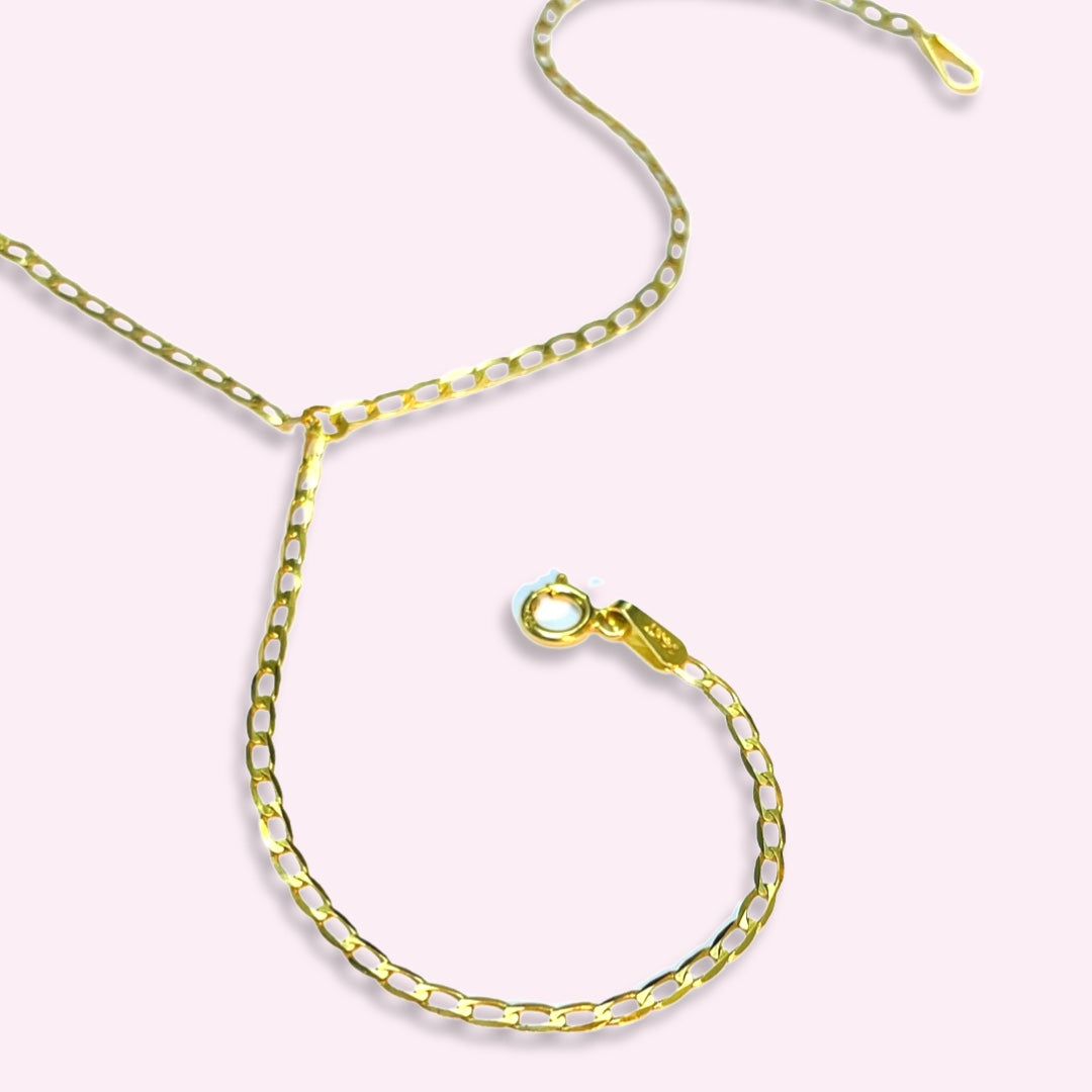 14K Yellow Gold Curb Link HandChain Bracelet