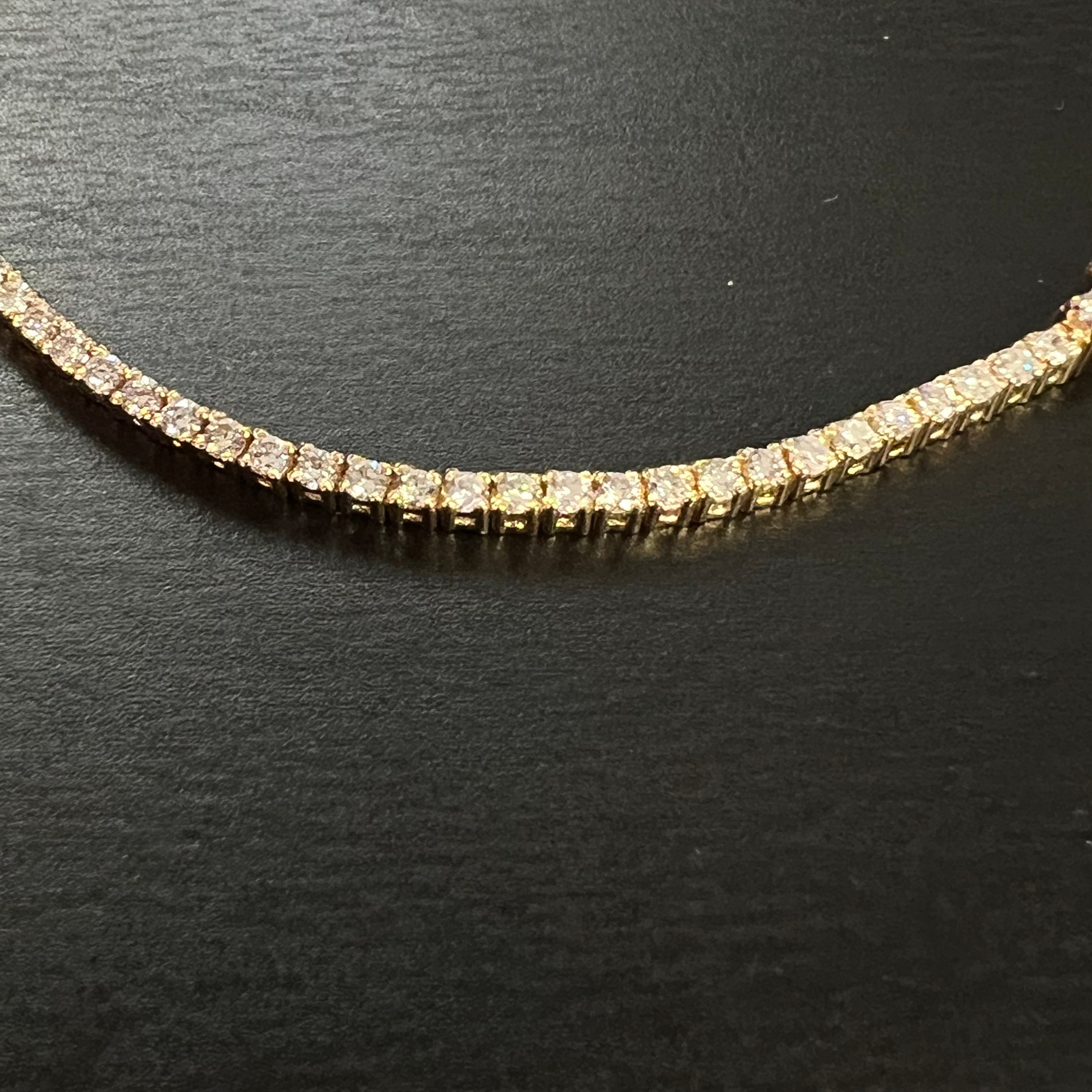 1.5CTW 14K Yellow Gold Natural Diamond Tennis Bracelet 6.75"