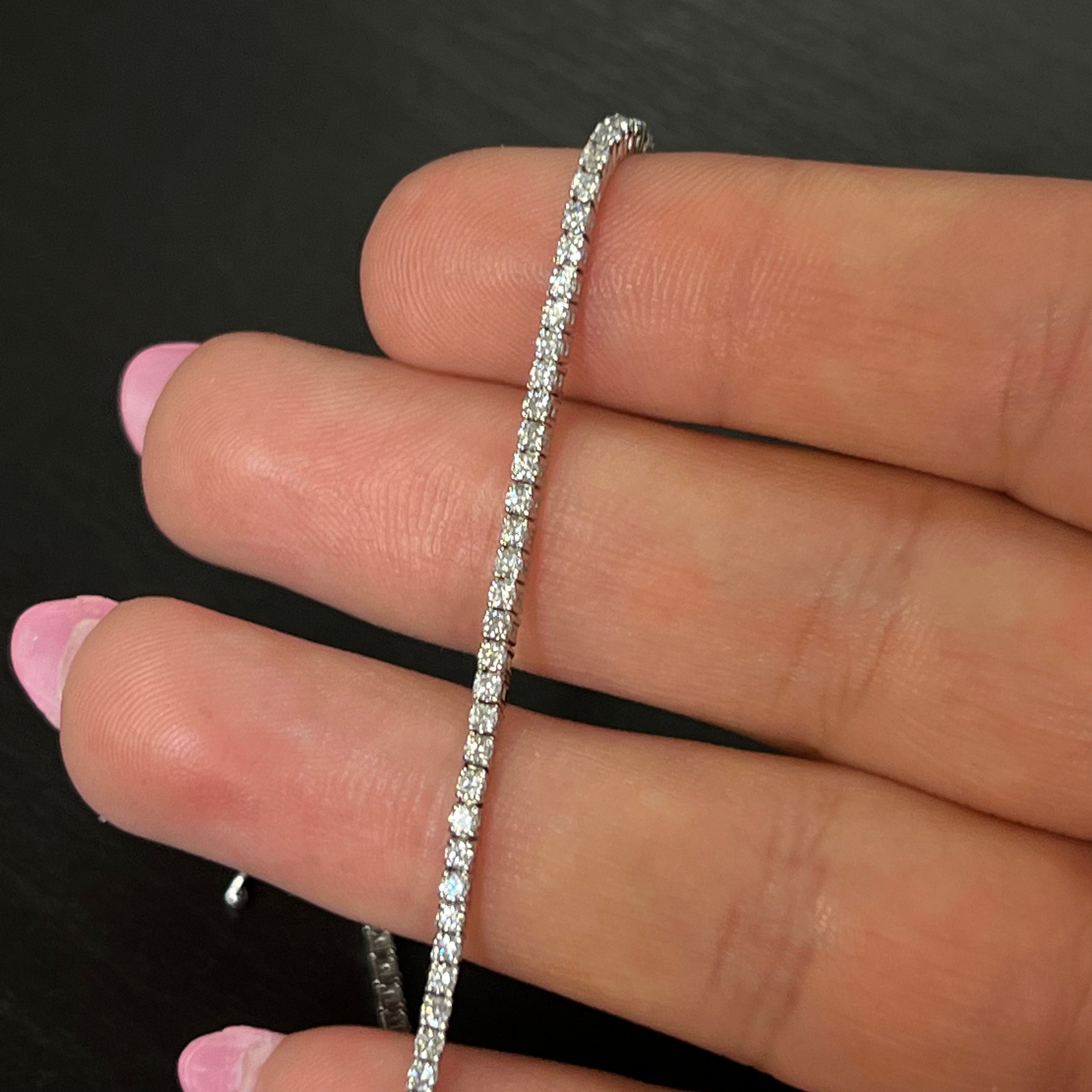 14K 1.5CTW White Gold Natural Diamond Tennis Bracelet 6.75"