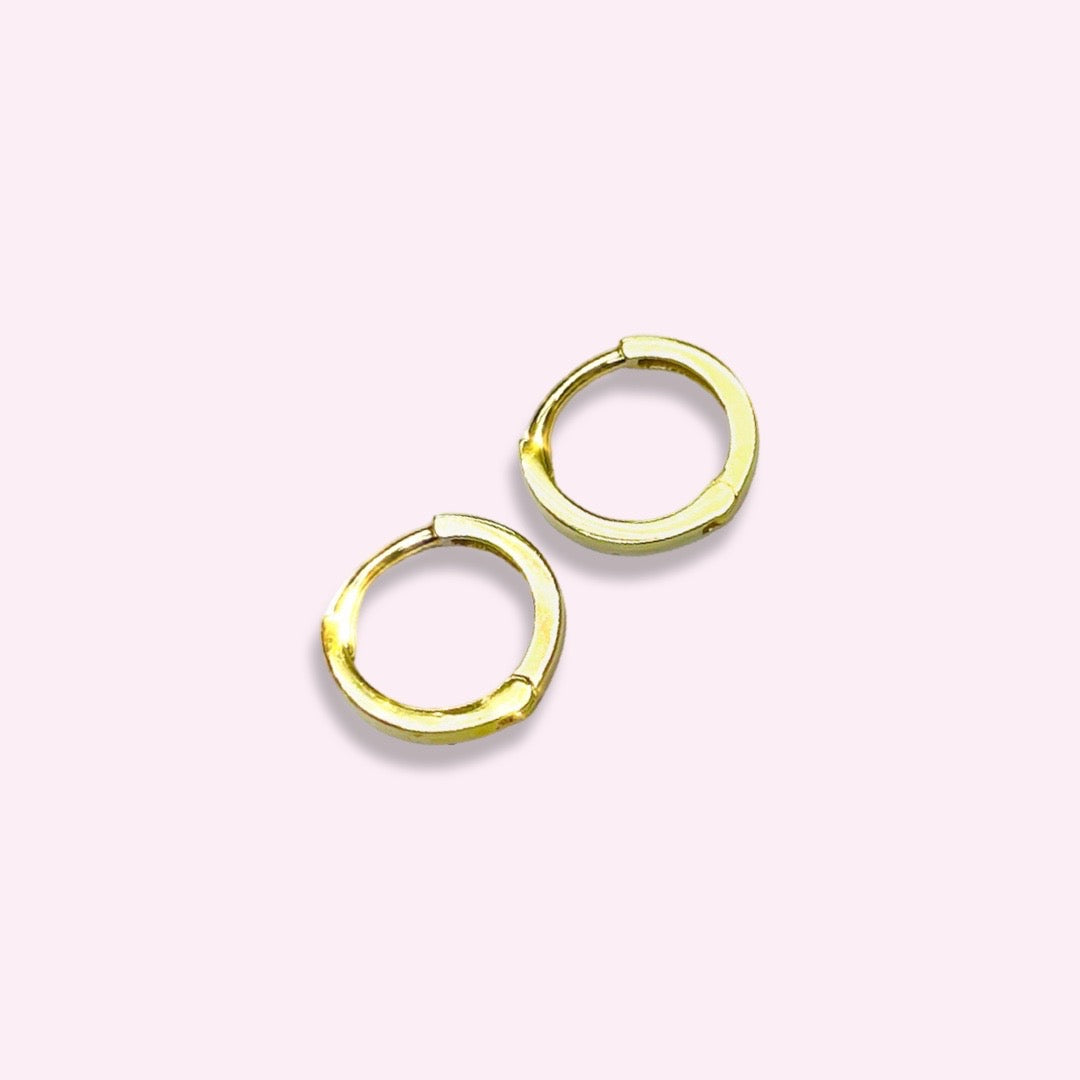 14K Yellow Gold Clicker Huggie Hoop Earrings 9mm