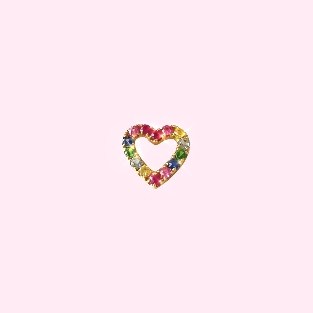 14K Yellow Gold Sapphire Heart Charm Pendant