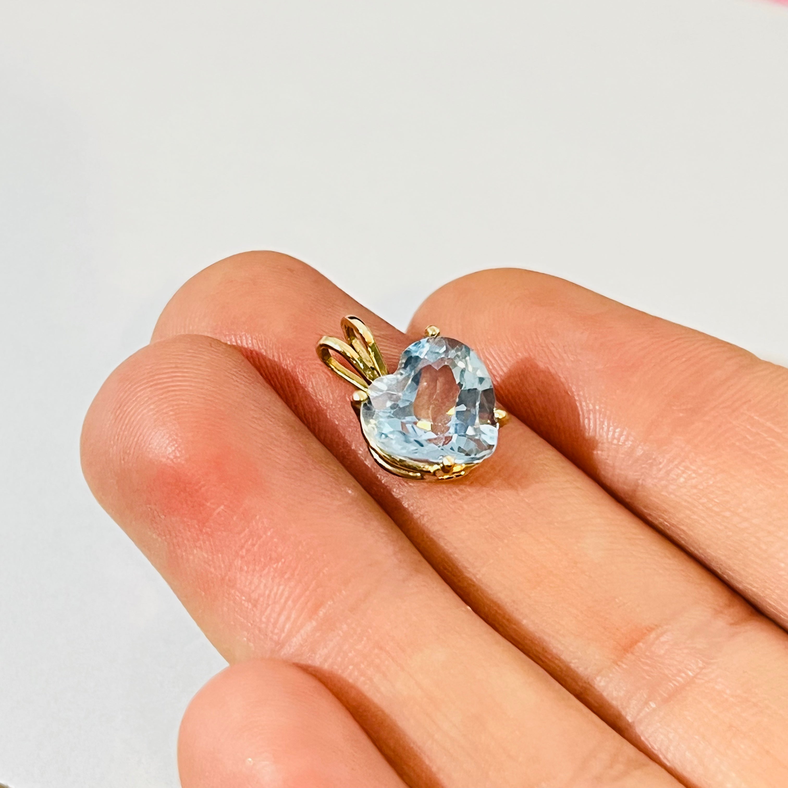 14K Yellow Gold Topaz Heart Pendant Charm