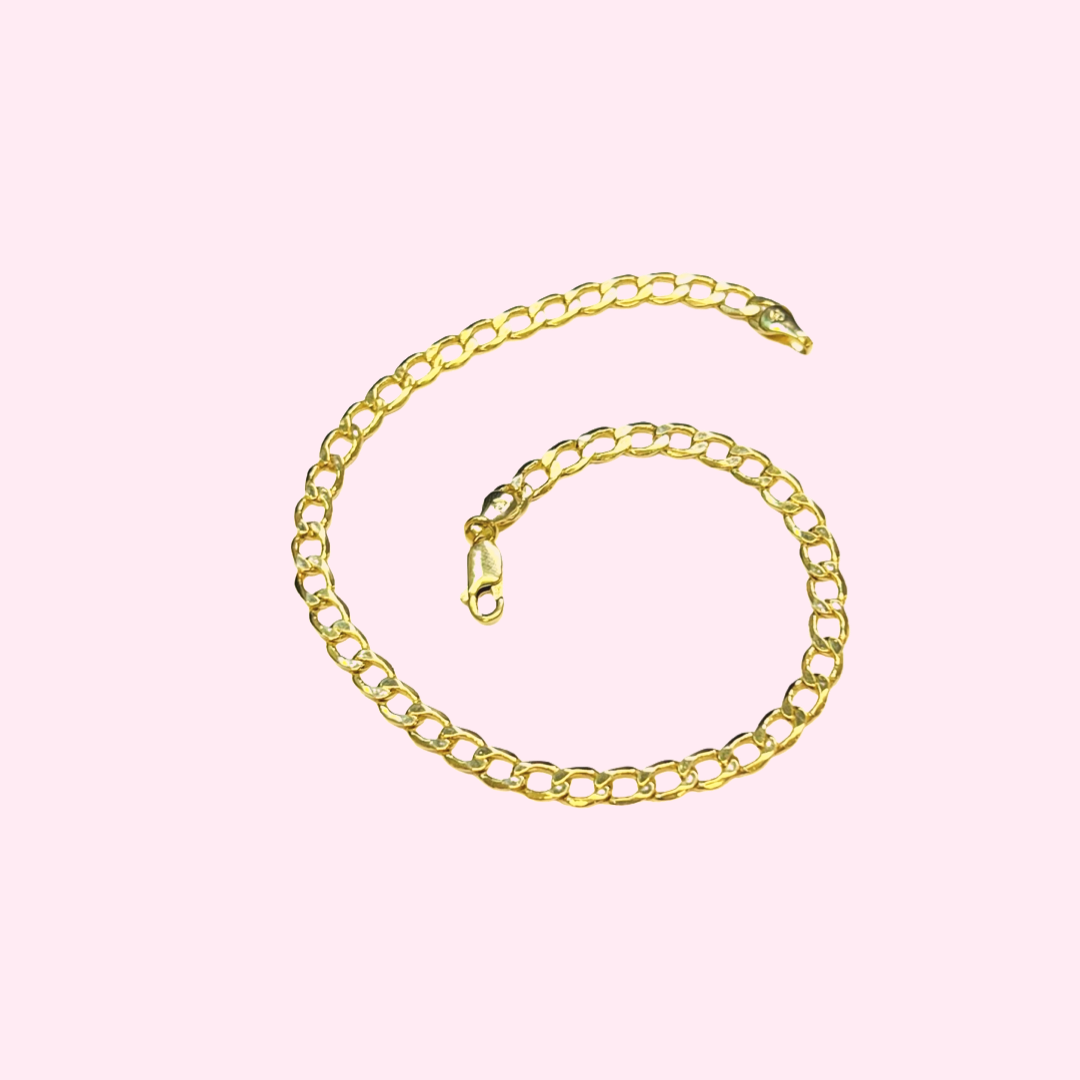 14K Yellow Gold 6mm Cuban Chain Anklet 10"