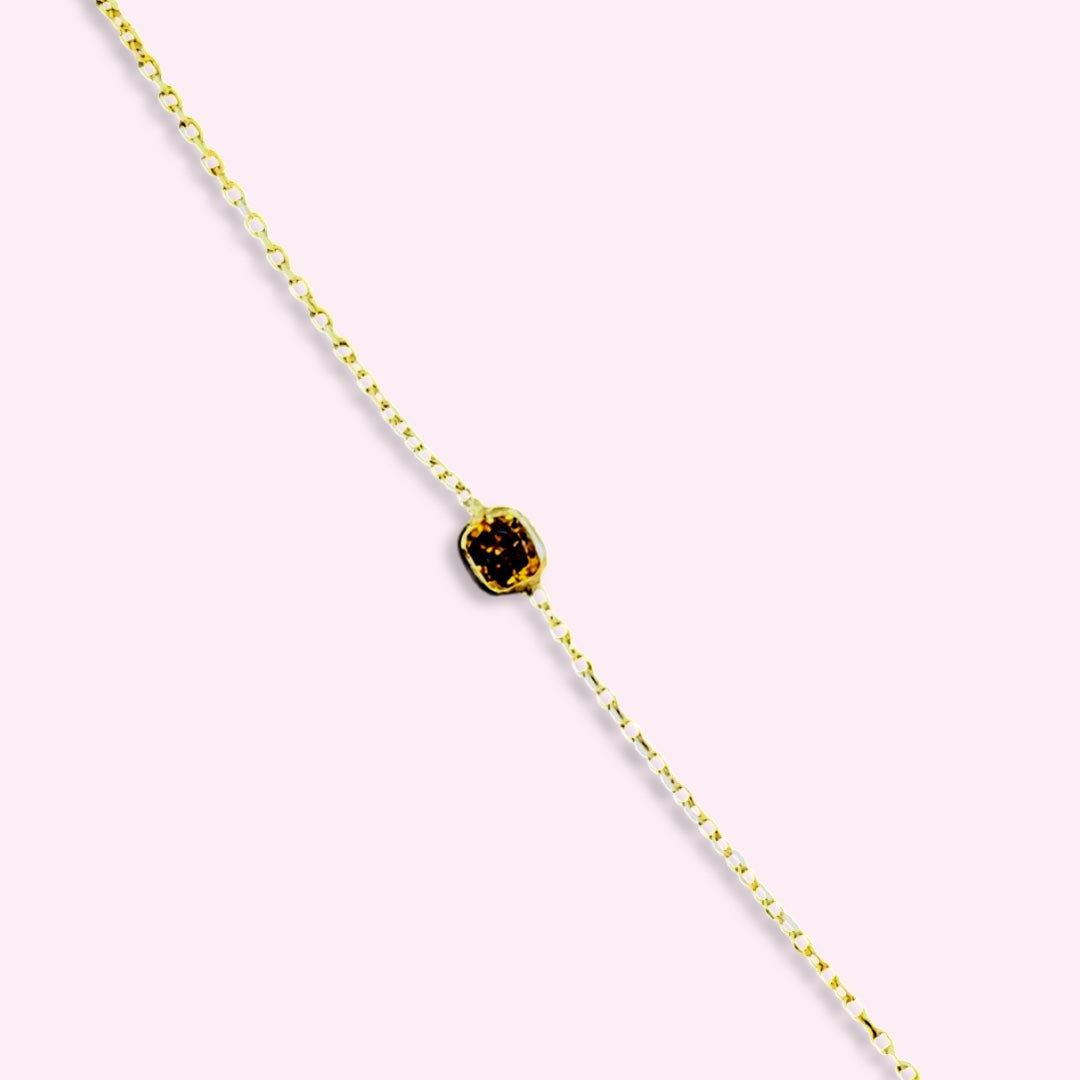 .15CT Chocolate Cushion Cut Diamond Handchain 14k Yellow Gold
