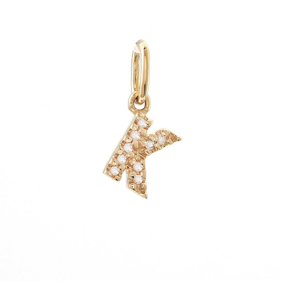 14K Yellow Gold Diamond Initial Pendant Charms