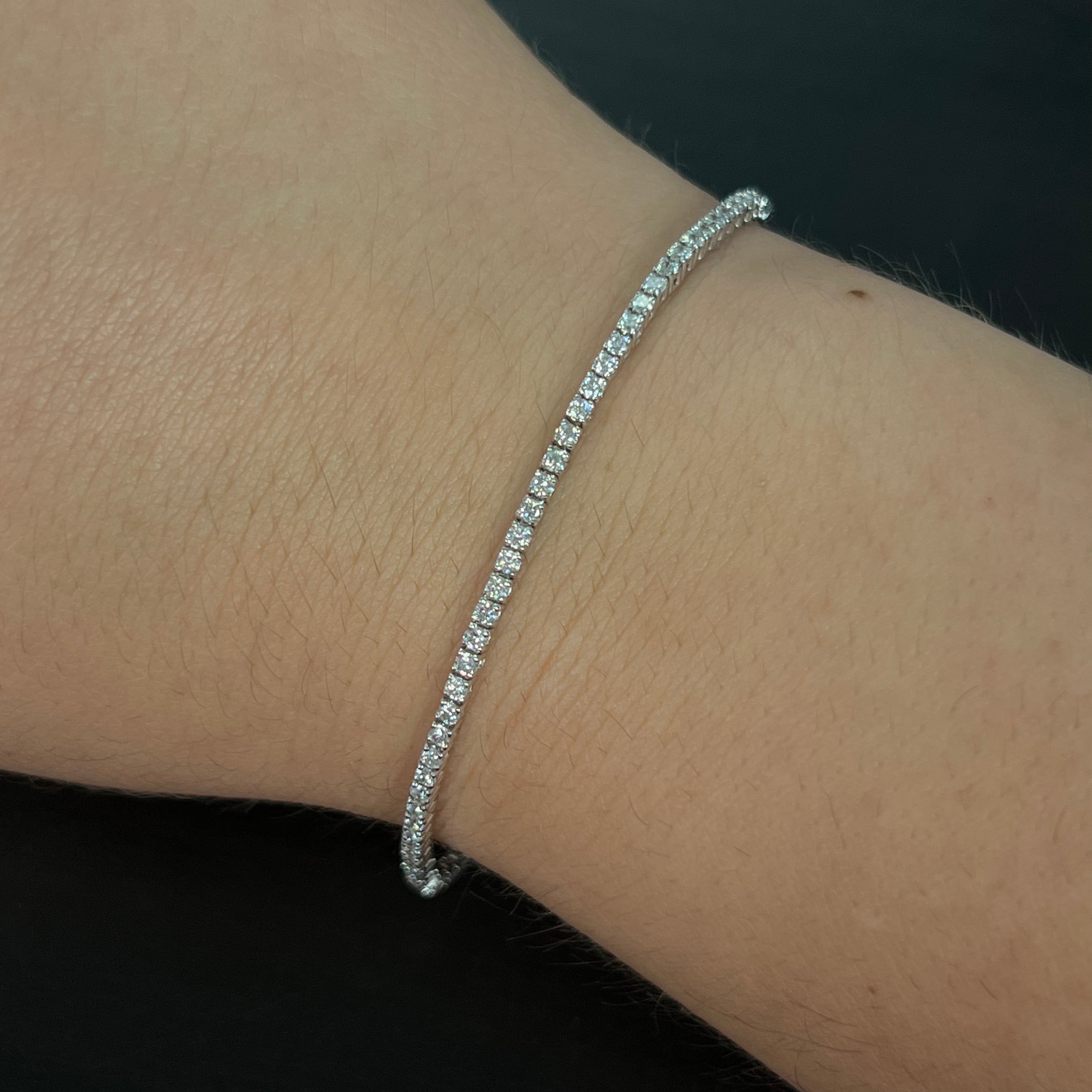 14K 1.5CTW White Gold Natural Diamond Tennis Bracelet 6.75"