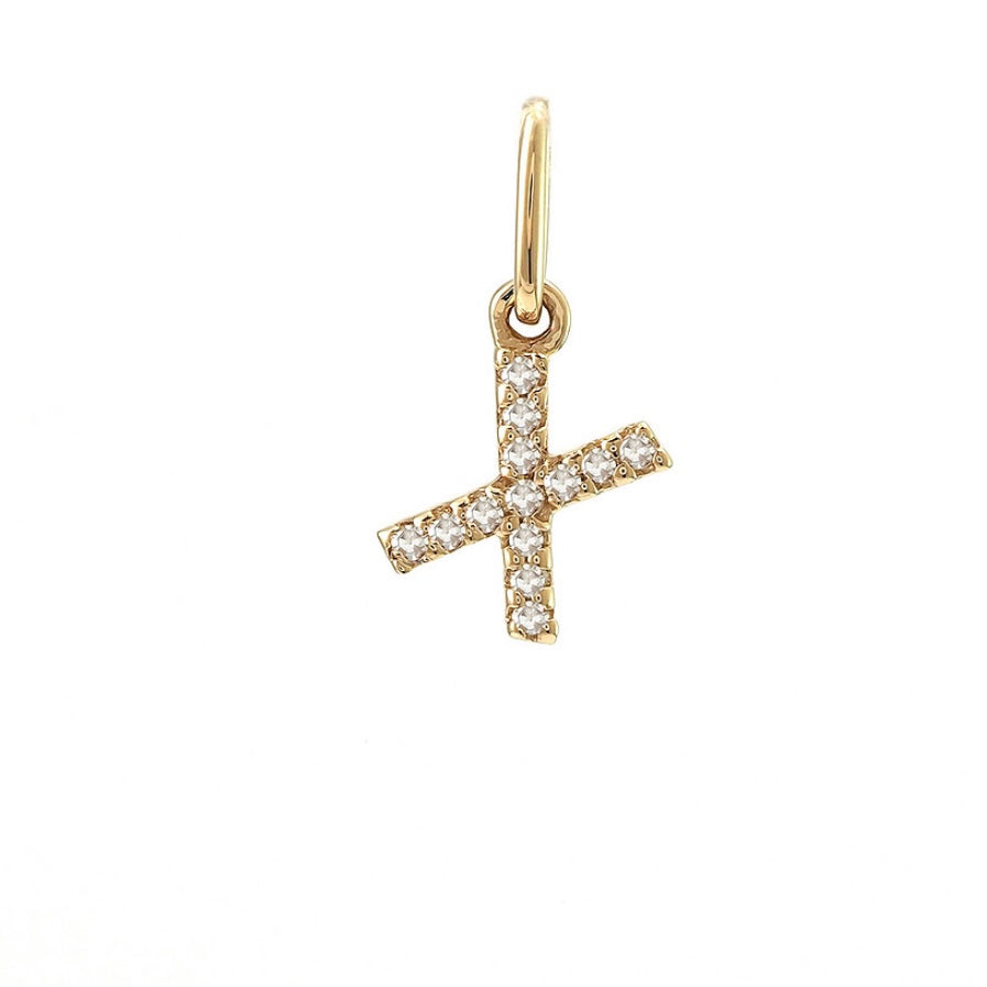 14K Yellow Gold Diamond Initial Pendant Charms