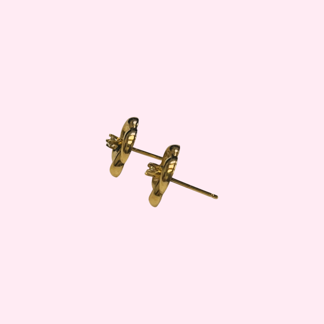 .05 CTW Diamond 14K Yellow Gold Stud Flower Earrings