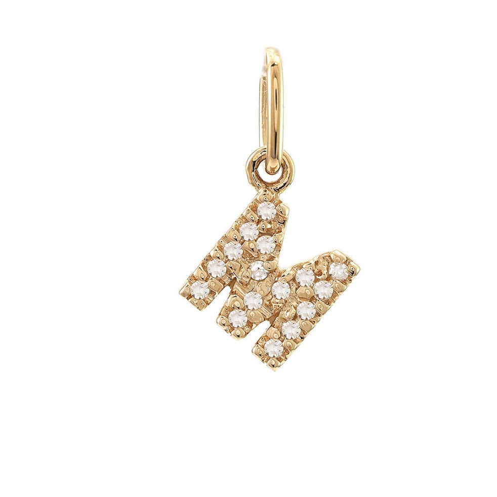 14K Yellow Gold Diamond Initial Pendant Charms