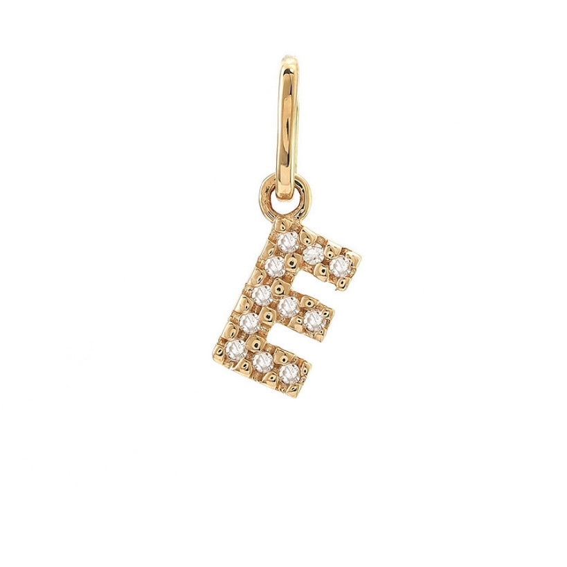 14K Yellow Gold Diamond Initial Pendant Charms