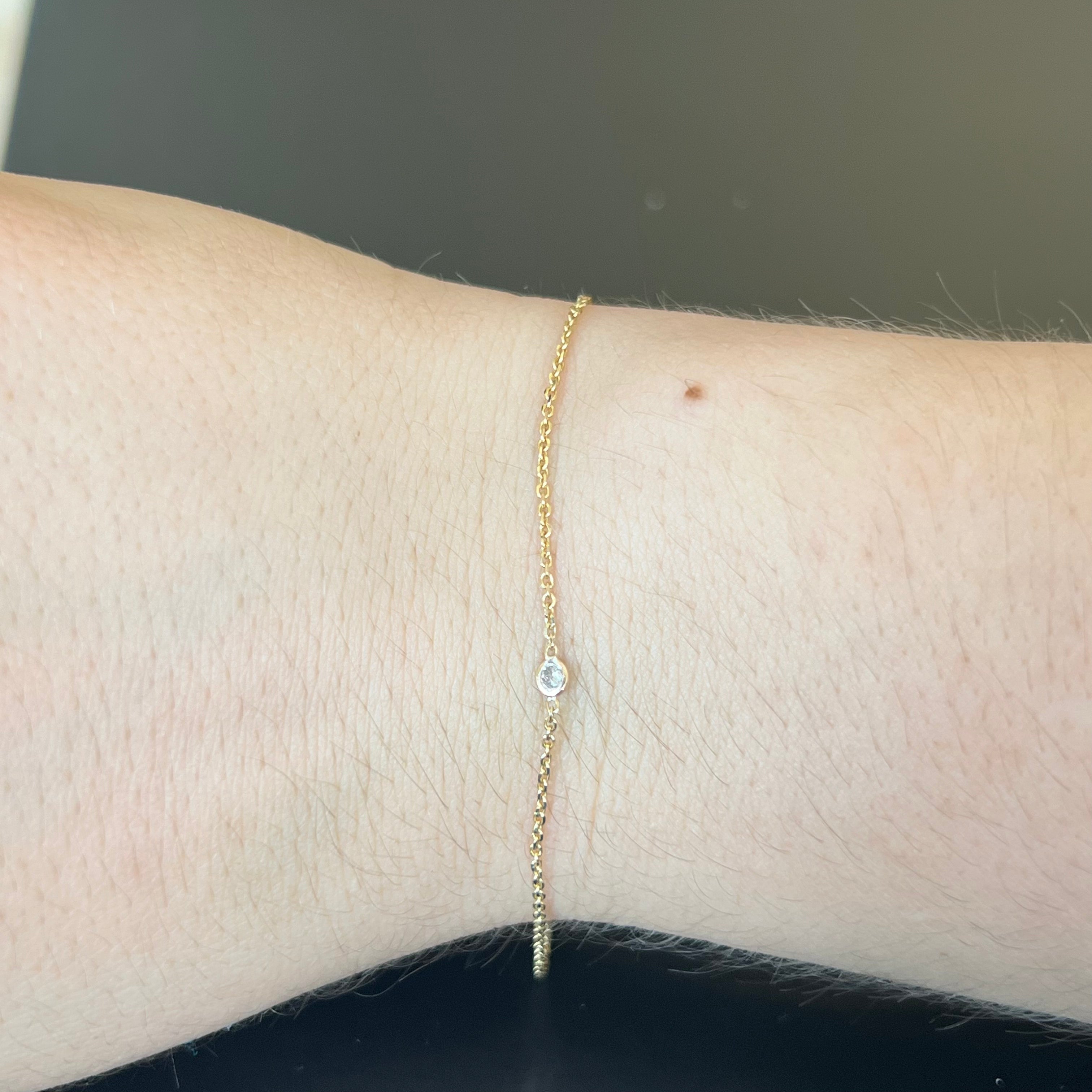 14k Solid Yellow Gold Diamond Bracelet 6.75"