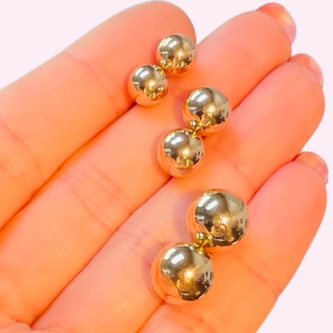 10mm 14K Yellow Gold Ball Sphere Earring Studs