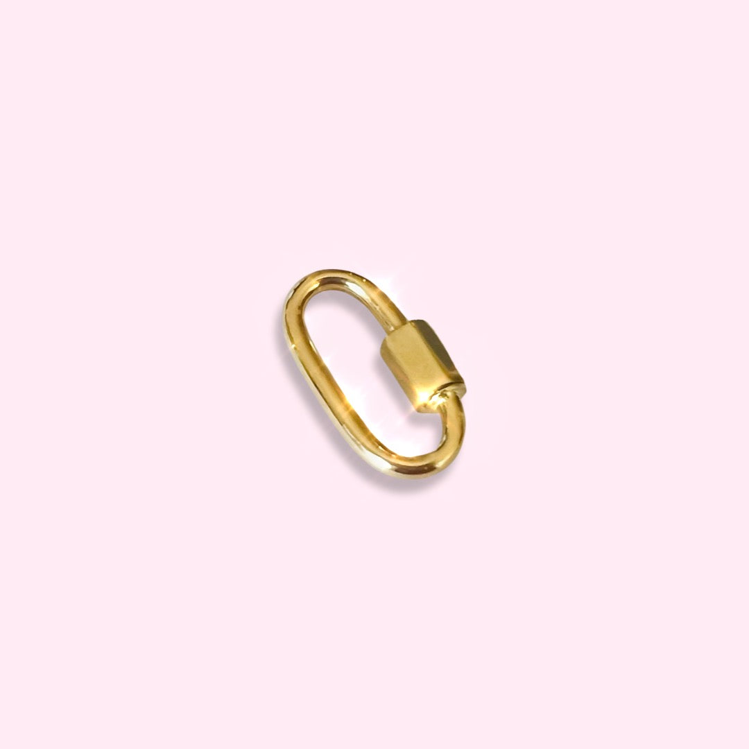 Solid 14K Gold Oval Carabiner Charm Connecter