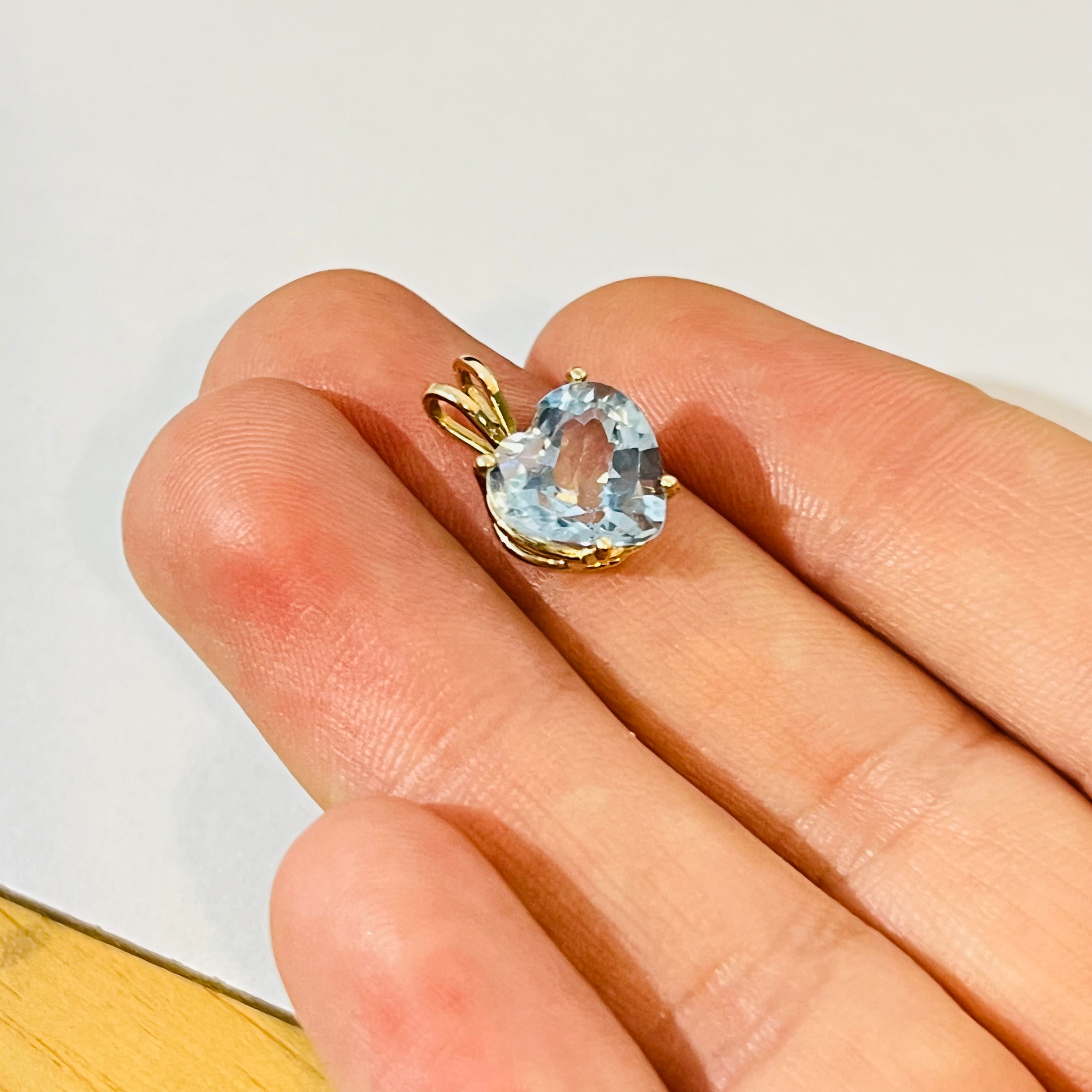 14K Yellow Gold Topaz Heart Pendant Charm