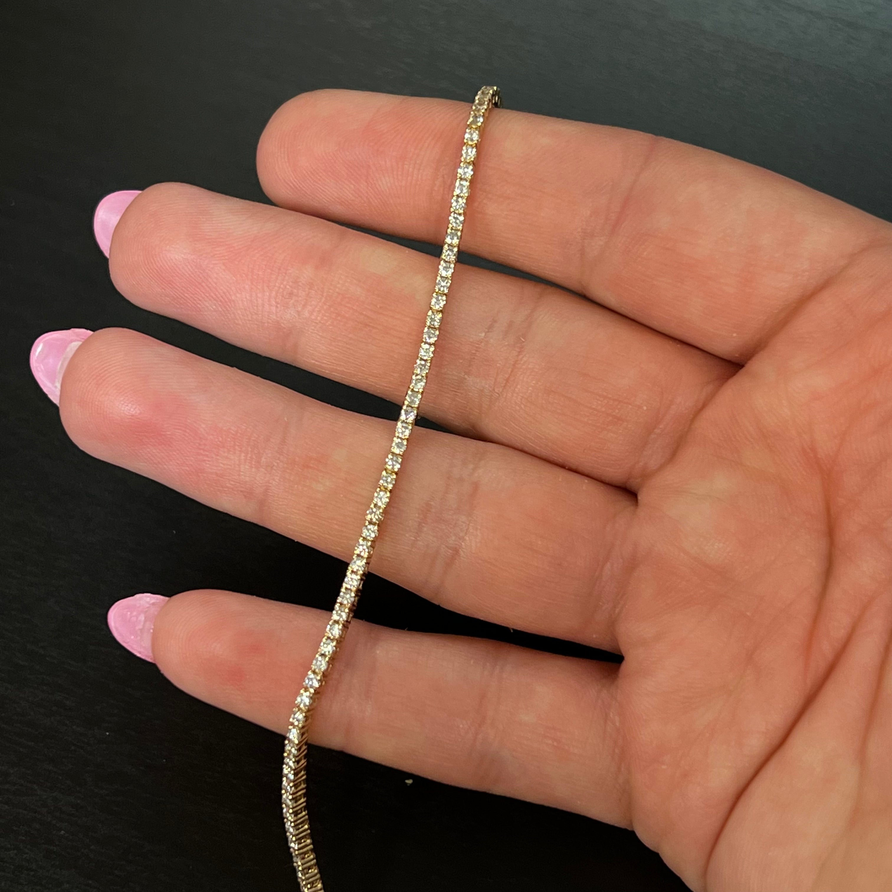 1.5CTW 14K Yellow Gold Natural Diamond Tennis Bracelet 6.75"